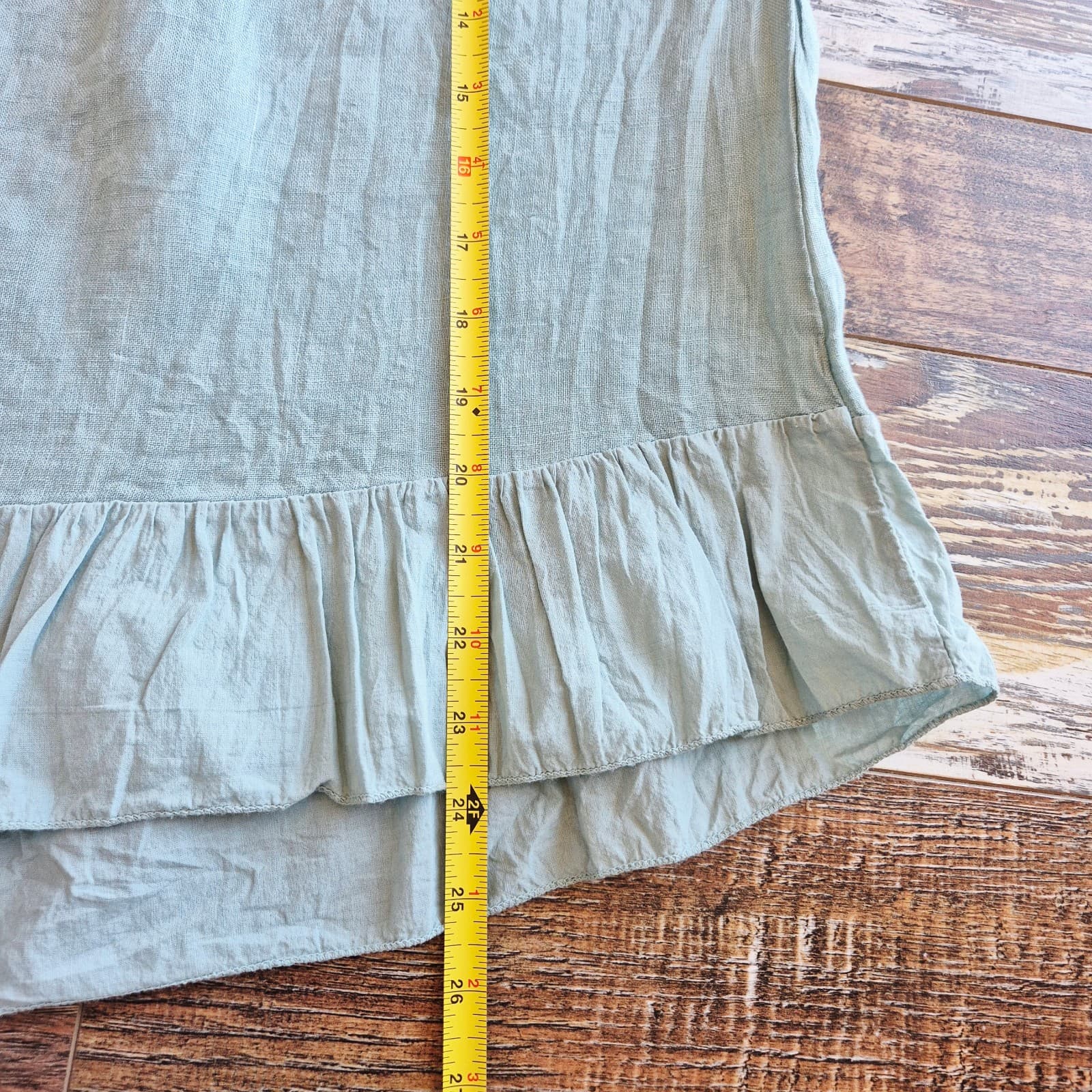 Terzo Millennio Made in Italy Linen Off-Shoulder Top Short Sleeve Green Womens M - Thumbnail 12