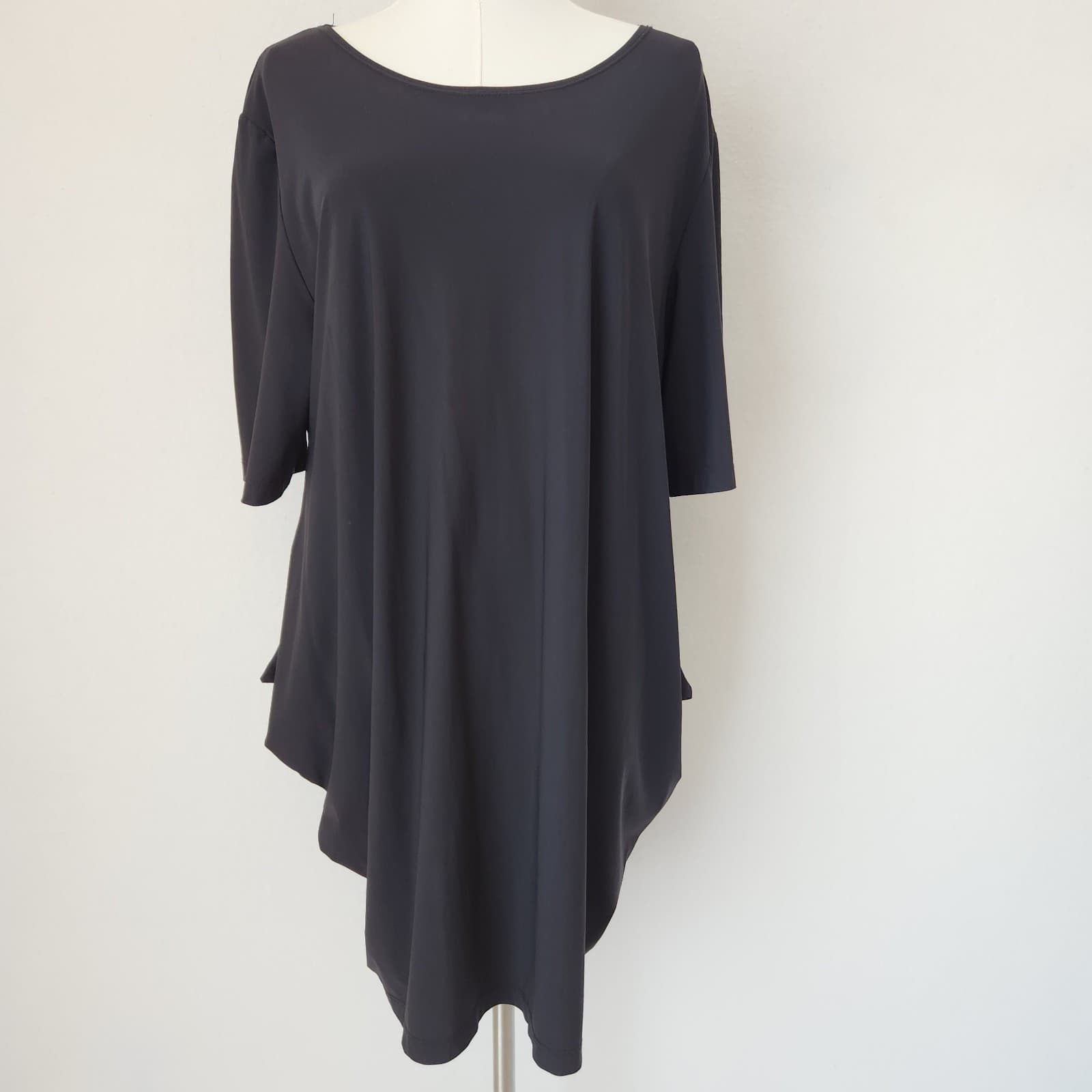 Bryn Walker Seamus Lagenlook Italian Fabric Jersey Top Short Sleeve Black Sz.M - Thumbnail 2