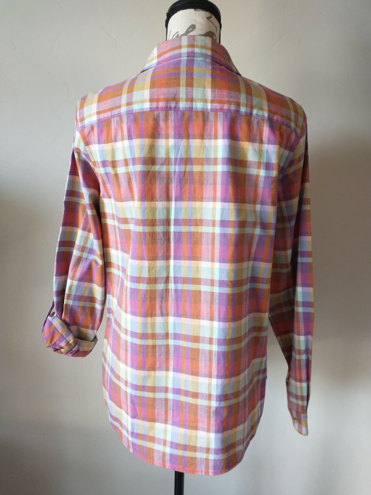 NWoT PENDLETON Women 100%Cotton Shirt Button-Up Roll Tap Sleeve Red Plaid Sz.L - Thumbnail 4