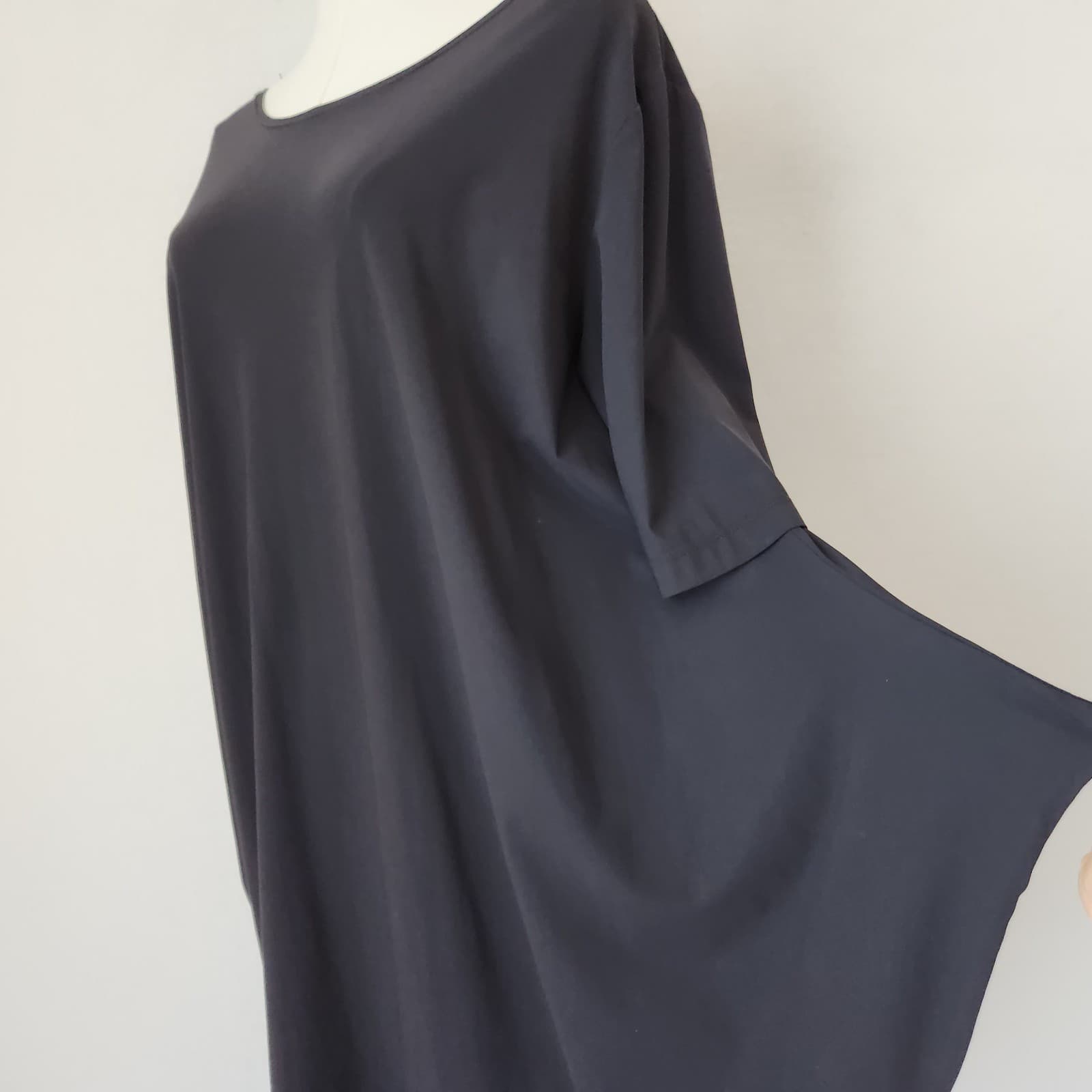 Bryn Walker Seamus Lagenlook Italian Fabric Jersey Top Short Sleeve Black Sz.M - Thumbnail 4