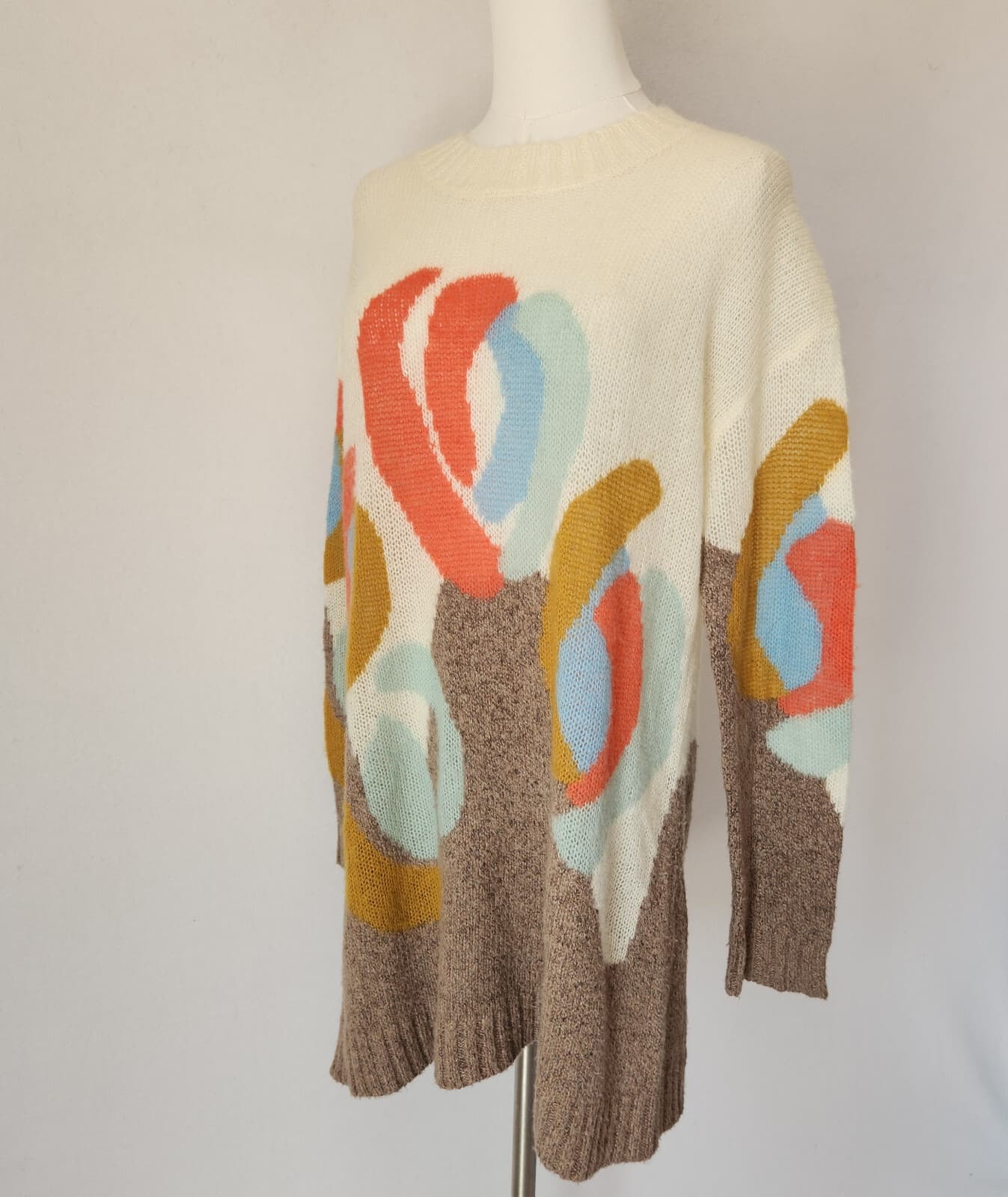 Sundance Abstract Cotton Wool Cashmere Mohair Crewneck Sweater Multicolor Sz.M - Thumbnail 3