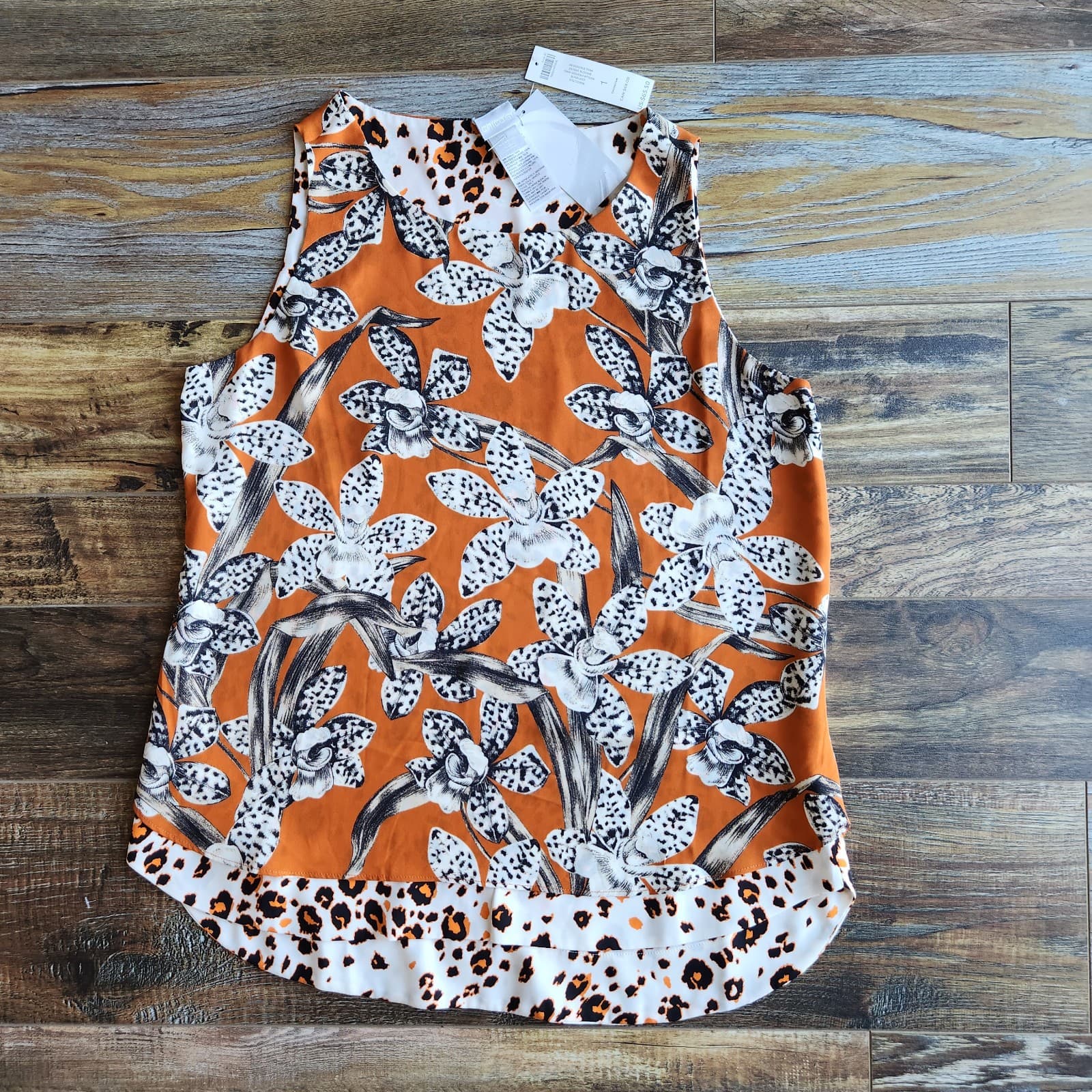 NWT Chico's Reversible Tank Top Desert Blooms Sunburst Chiffon Layer Sz.10 $65 - Thumbnail 7