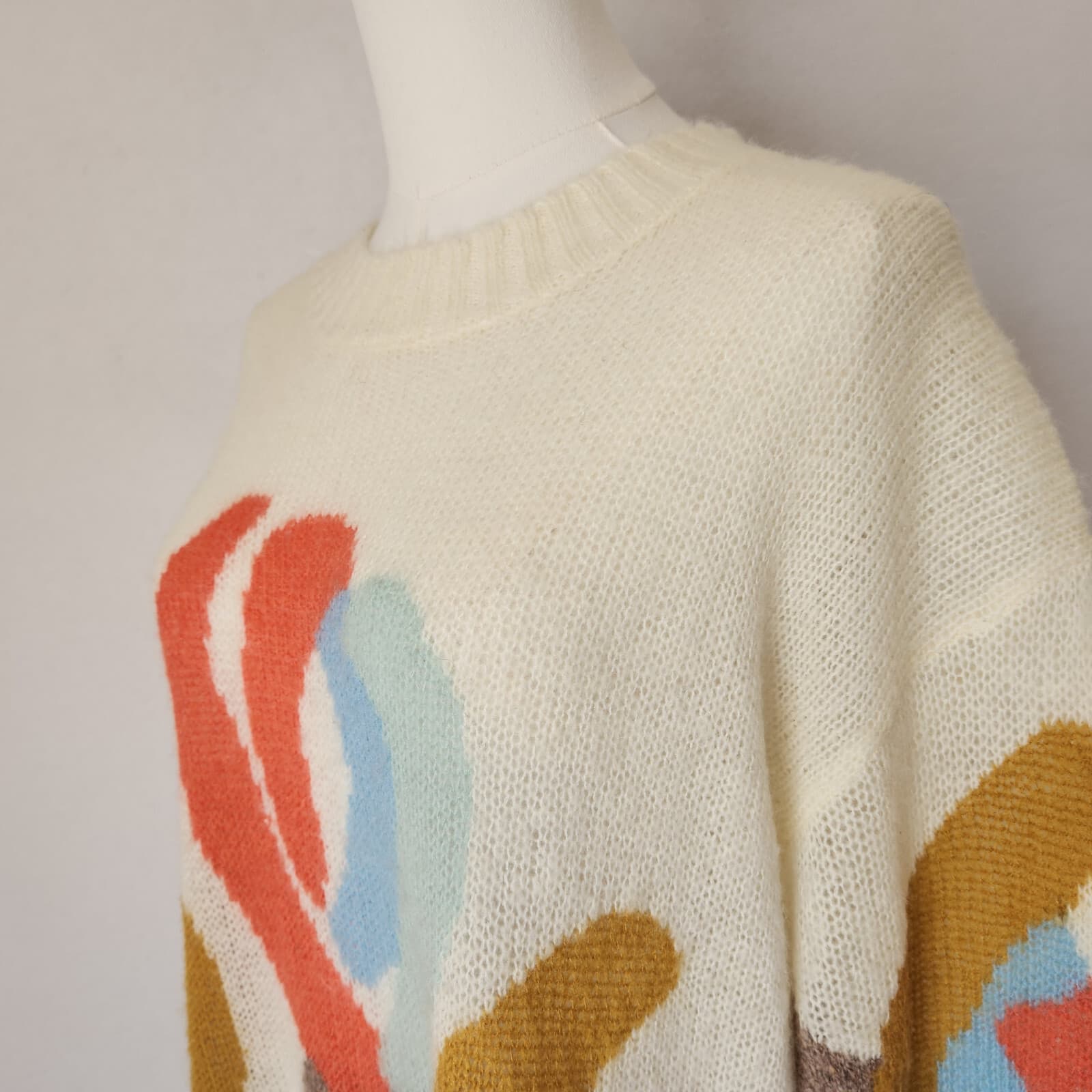 Sundance Abstract Cotton Wool Cashmere Mohair Crewneck Sweater Multicolor Sz.M - Thumbnail 5