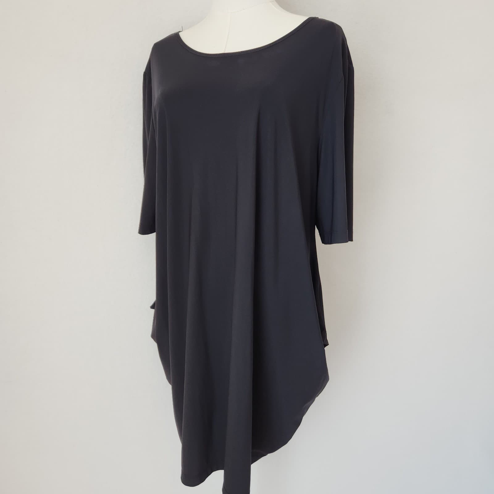 Bryn Walker Seamus Lagenlook Italian Fabric Jersey Top Short Sleeve Black Sz.M - Thumbnail 3