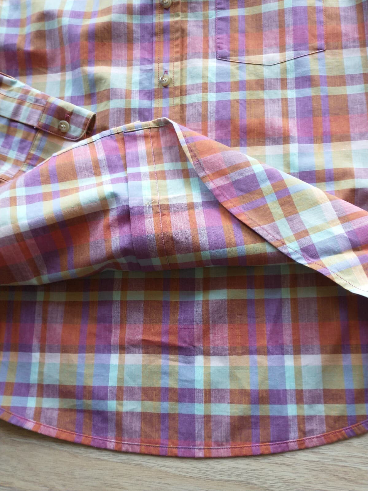 NWoT PENDLETON Women 100%Cotton Shirt Button-Up Roll Tap Sleeve Red Plaid Sz.L - Thumbnail 5