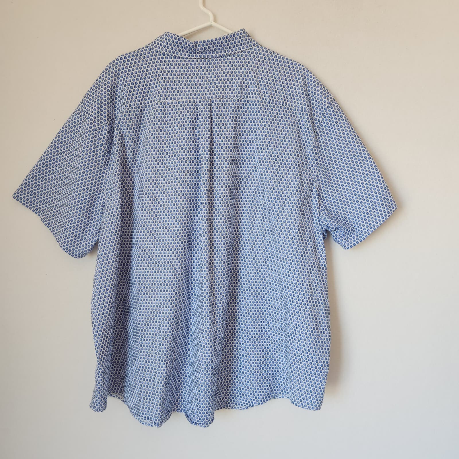 Vineyard Vines Men's 3XB Leaf-Printed Button-Up Shirt Short Sleeve Blue White - Thumbnail 5