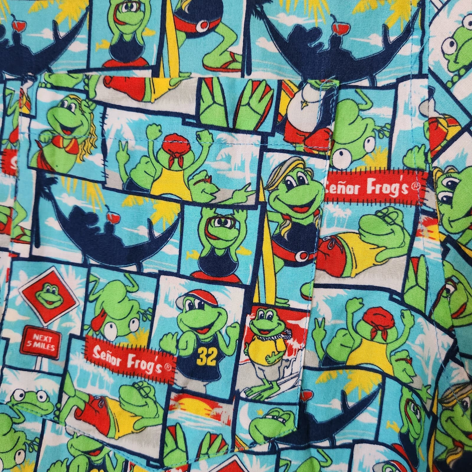 Senor Frog's Edesa Button-Down Hawaii Shirt Short Sleeve Multicolor Cotton Men M - Thumbnail 3