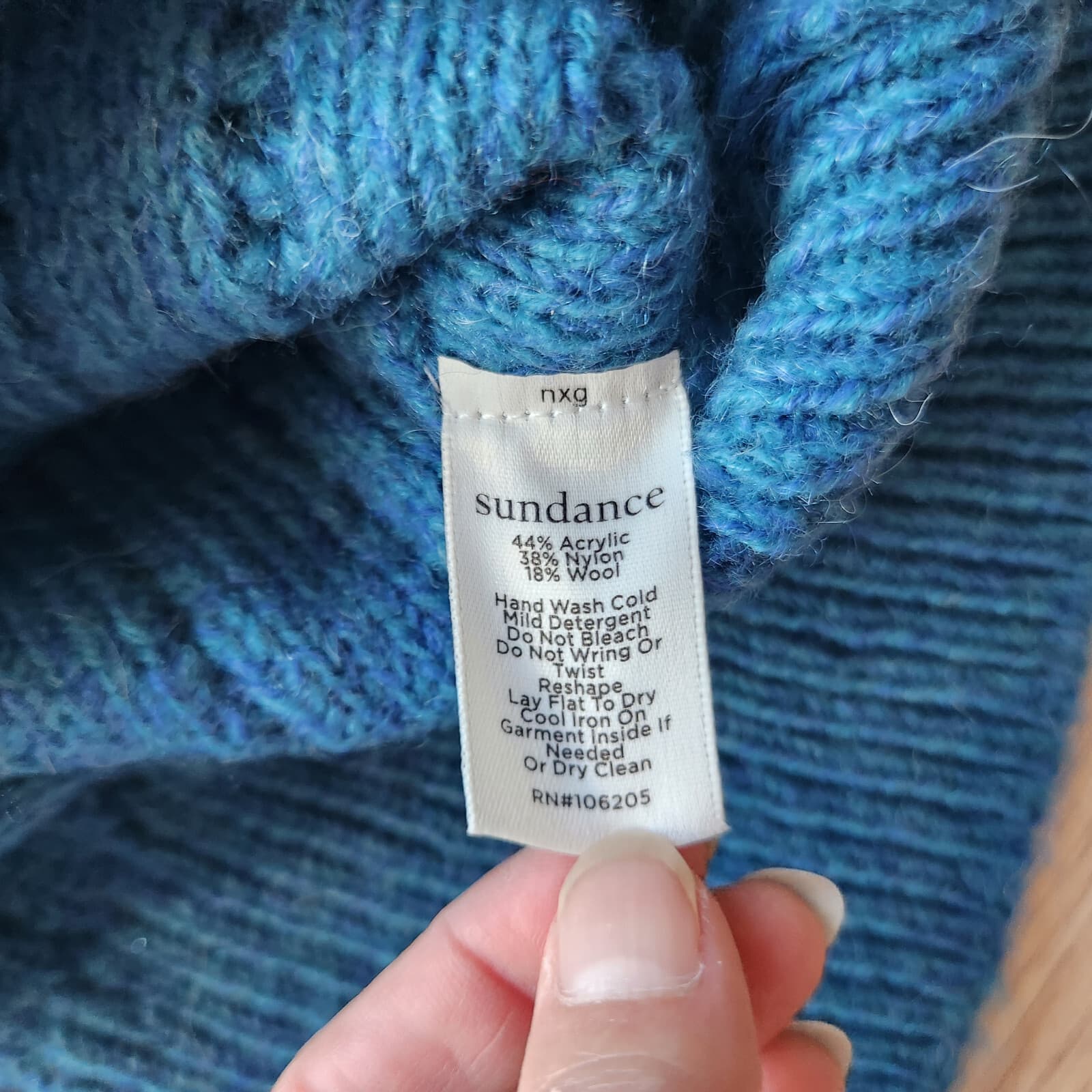 NWT Sundance Alpine Kiss Cable Knit Cardigan Puff Sleeve Wool Blend Blue Sz.M - Thumbnail 9