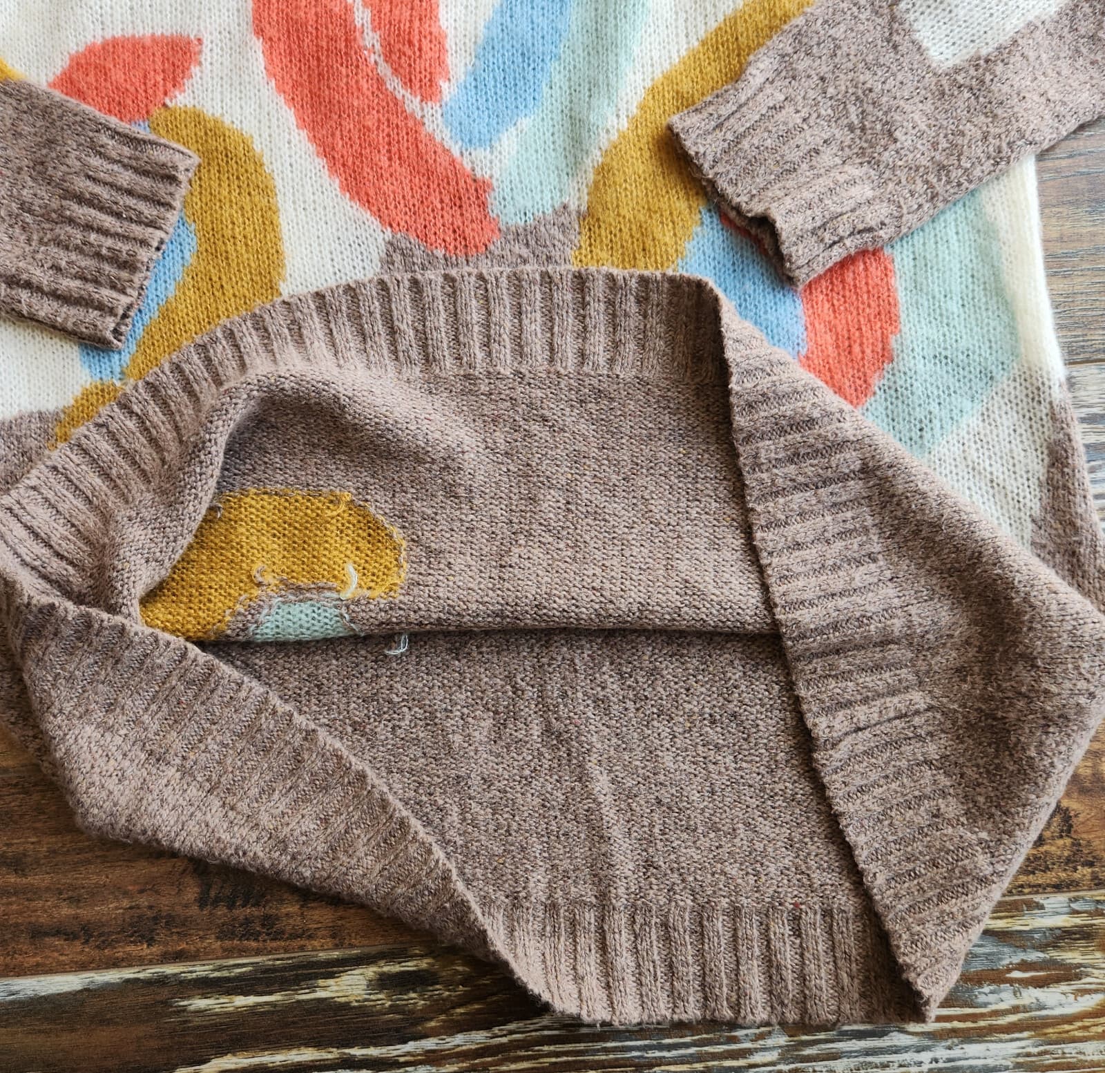 Sundance Abstract Cotton Wool Cashmere Mohair Crewneck Sweater Multicolor Sz.M - Thumbnail 9