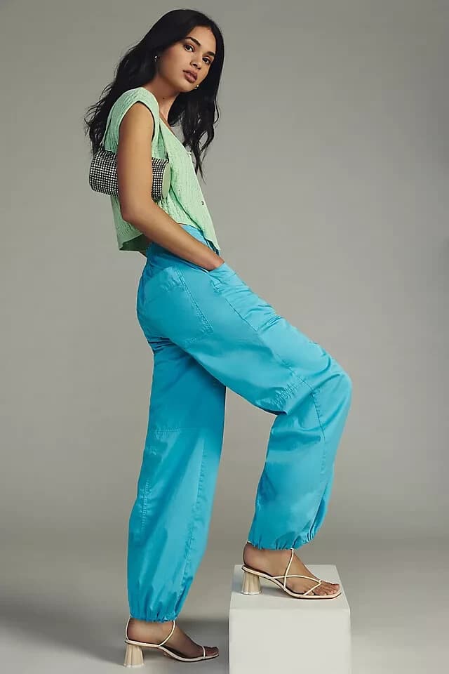 NWoT Maeve Anthropologie Clean Balloon Leg Pants Pocket Stretch Cotton Blue 4T - Thumbnail 5