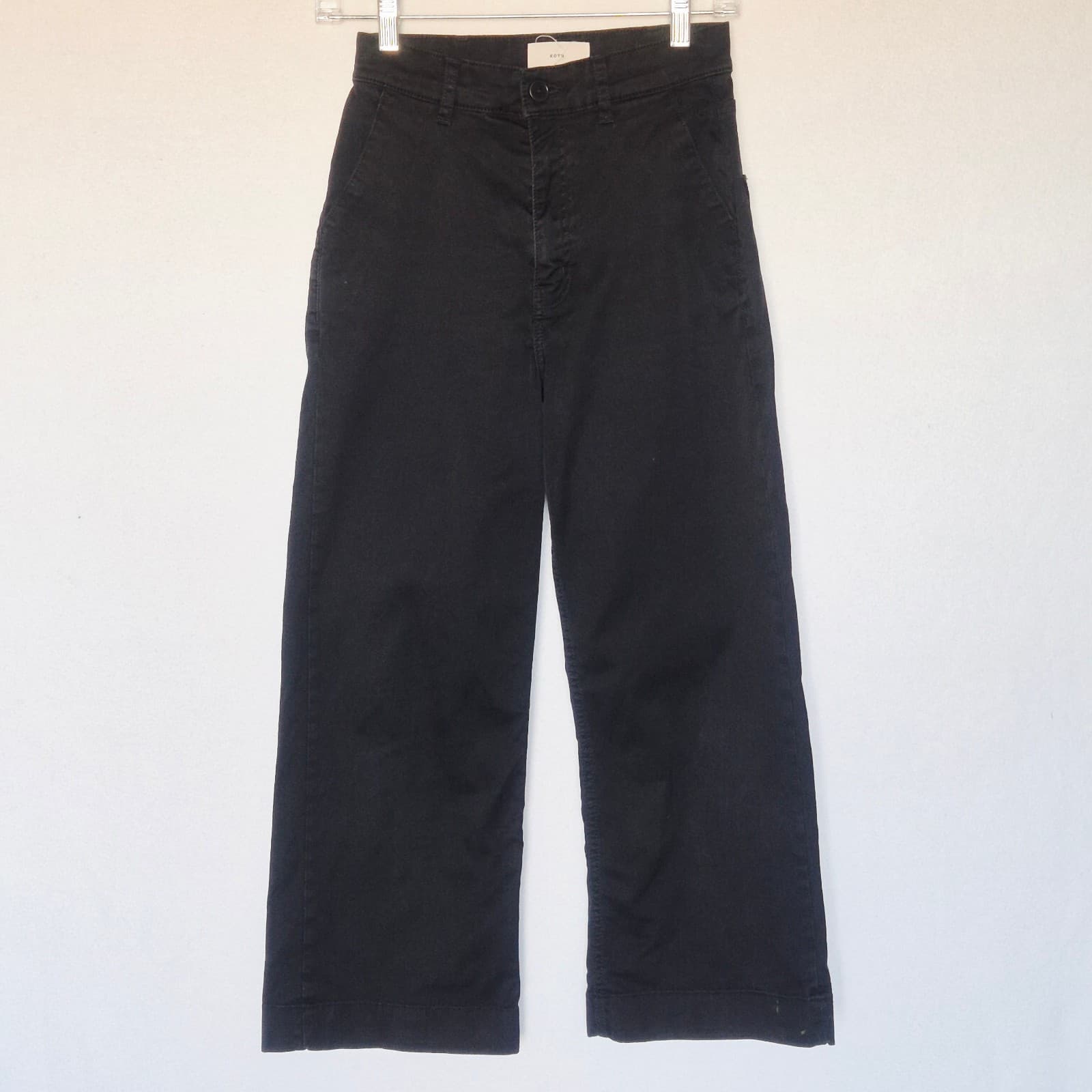 KOTN Egyptian Cotton Straigh Wide-Leg Copped Pants Zip Pocket Black Women's 0 - Thumbnail 4