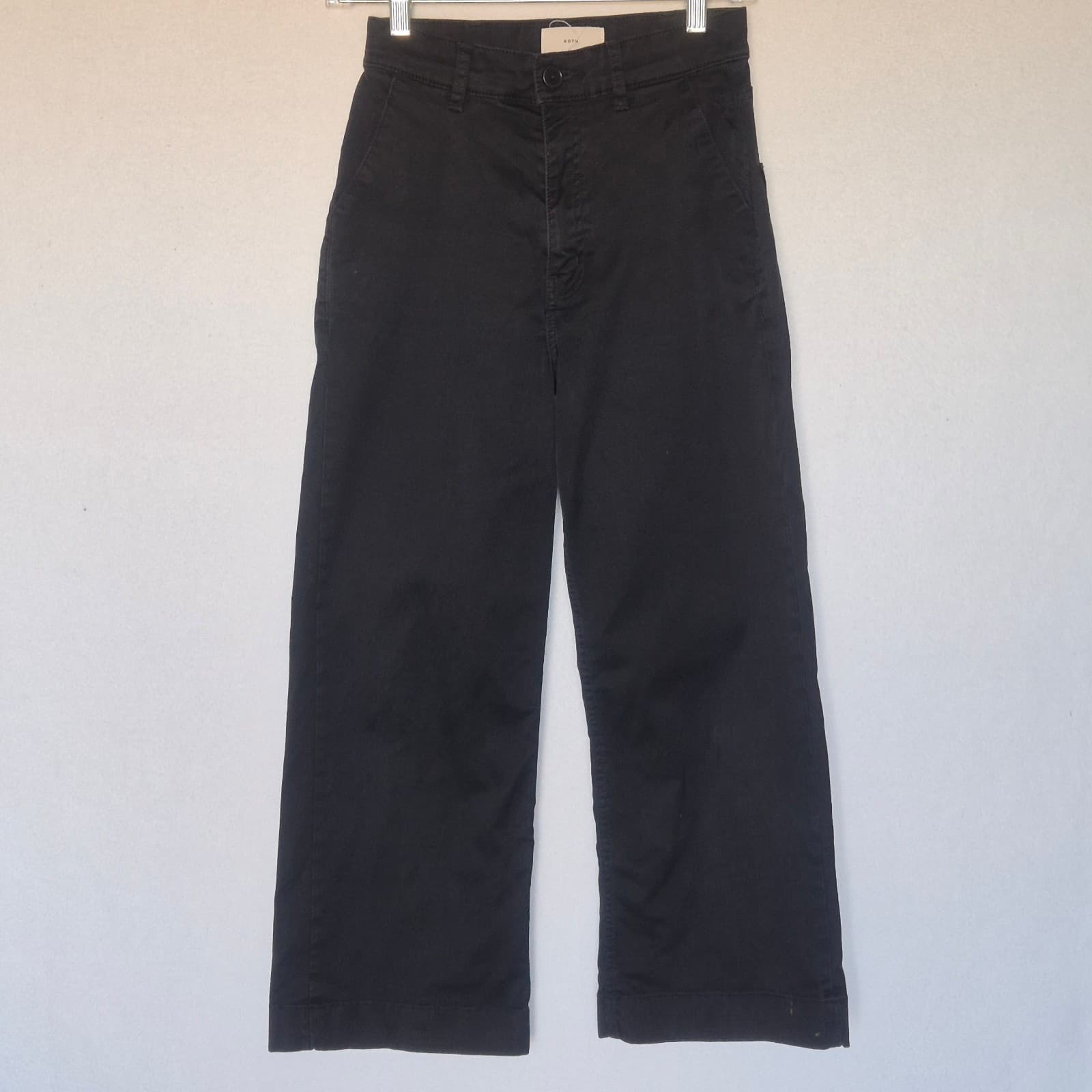 KOTN Egyptian Cotton Straigh Wide-Leg Copped Pants Zip Pocket Black Women's 0 - Thumbnail 5
