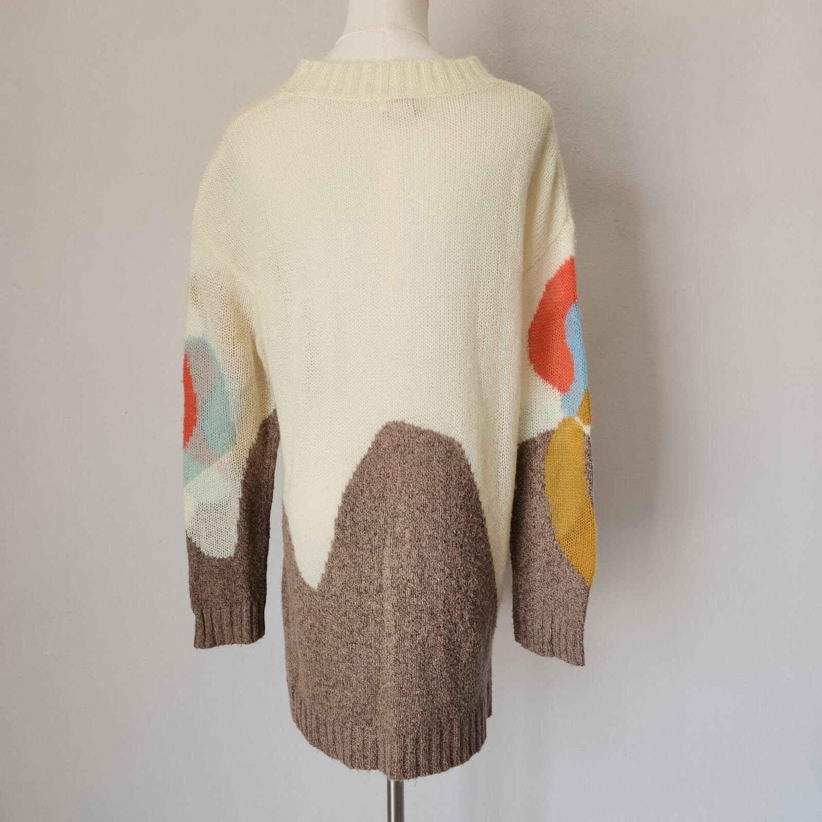 Sundance Abstract Cotton Wool Cashmere Mohair Crewneck Sweater Multicolor Sz.M - Thumbnail 8