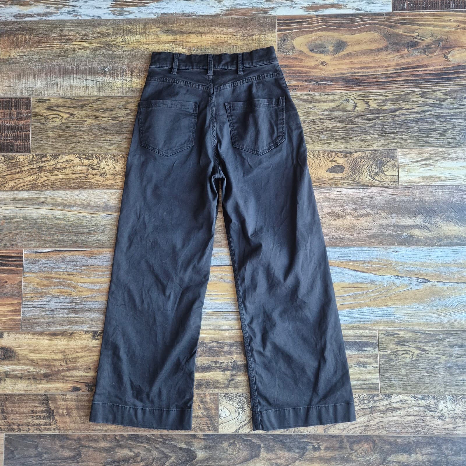 KOTN Egyptian Cotton Straigh Wide-Leg Copped Pants Zip Pocket Black Women's 0 - Thumbnail 3