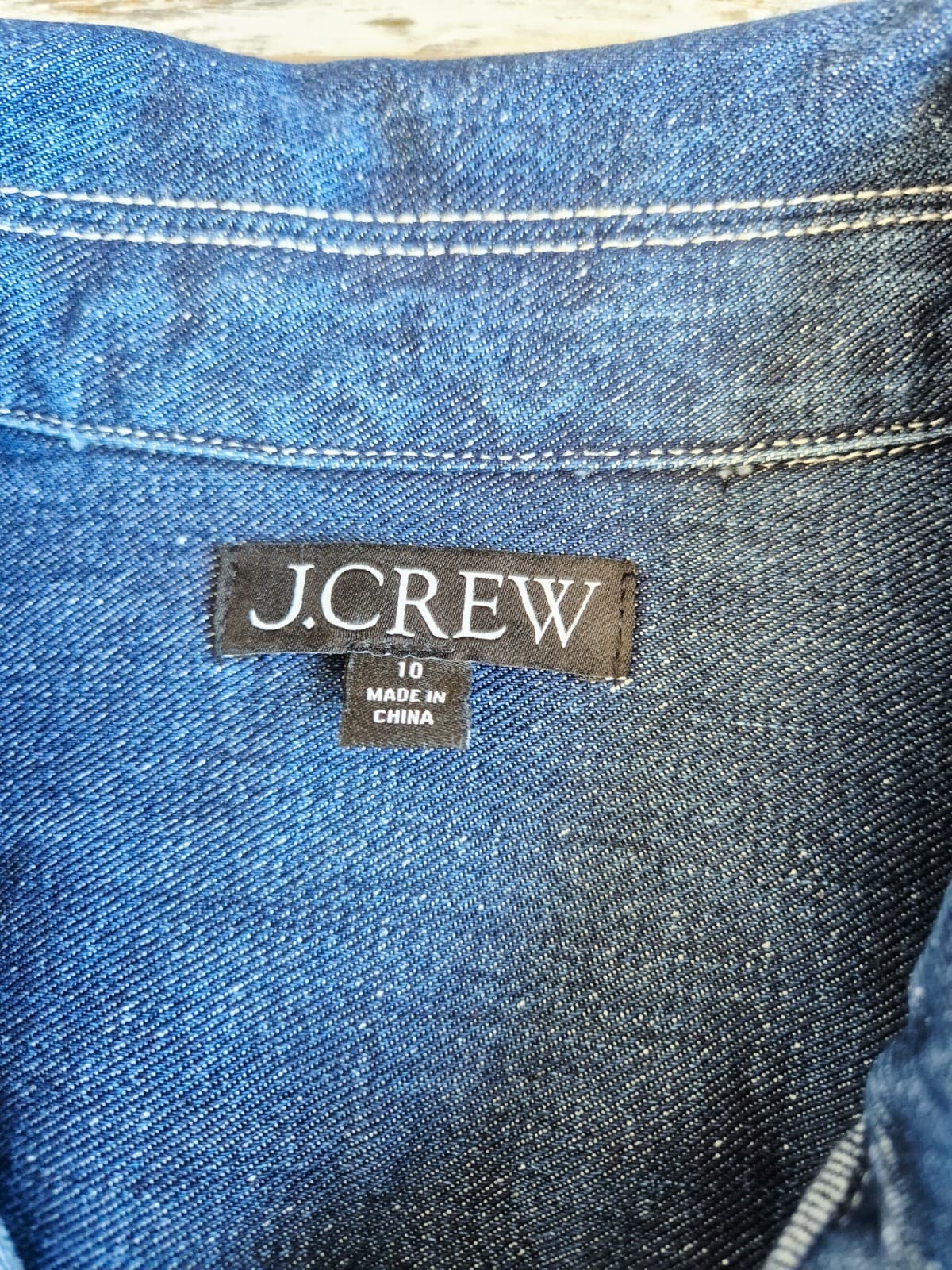 J.Crew Blue Denim Utility Dress Long Sleeve Tie-Waist Zip-Up Cotton Women's 10 - Thumbnail 9