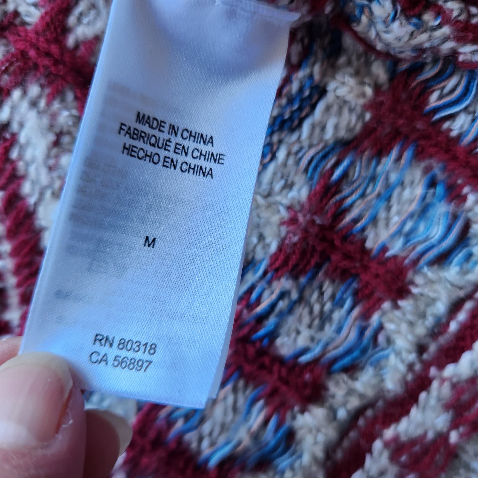 Lucky Brand Aztec Southwest Boho Open Cardigan Long Sleeve Pocket Red Beige Sz.M - Thumbnail 8