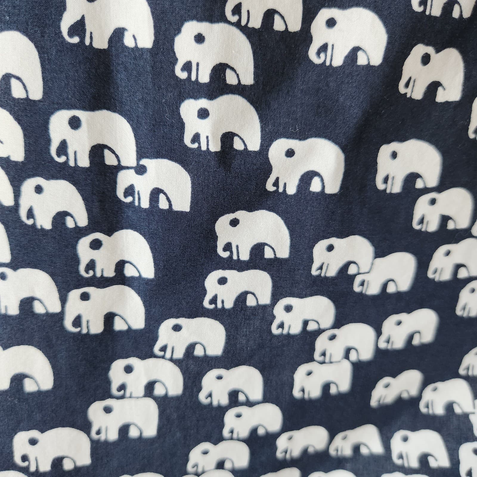 Talbots Elephant Printed Button-Up Tunic Shirt Long Sleeve Navy White Women's XL - Thumbnail 4