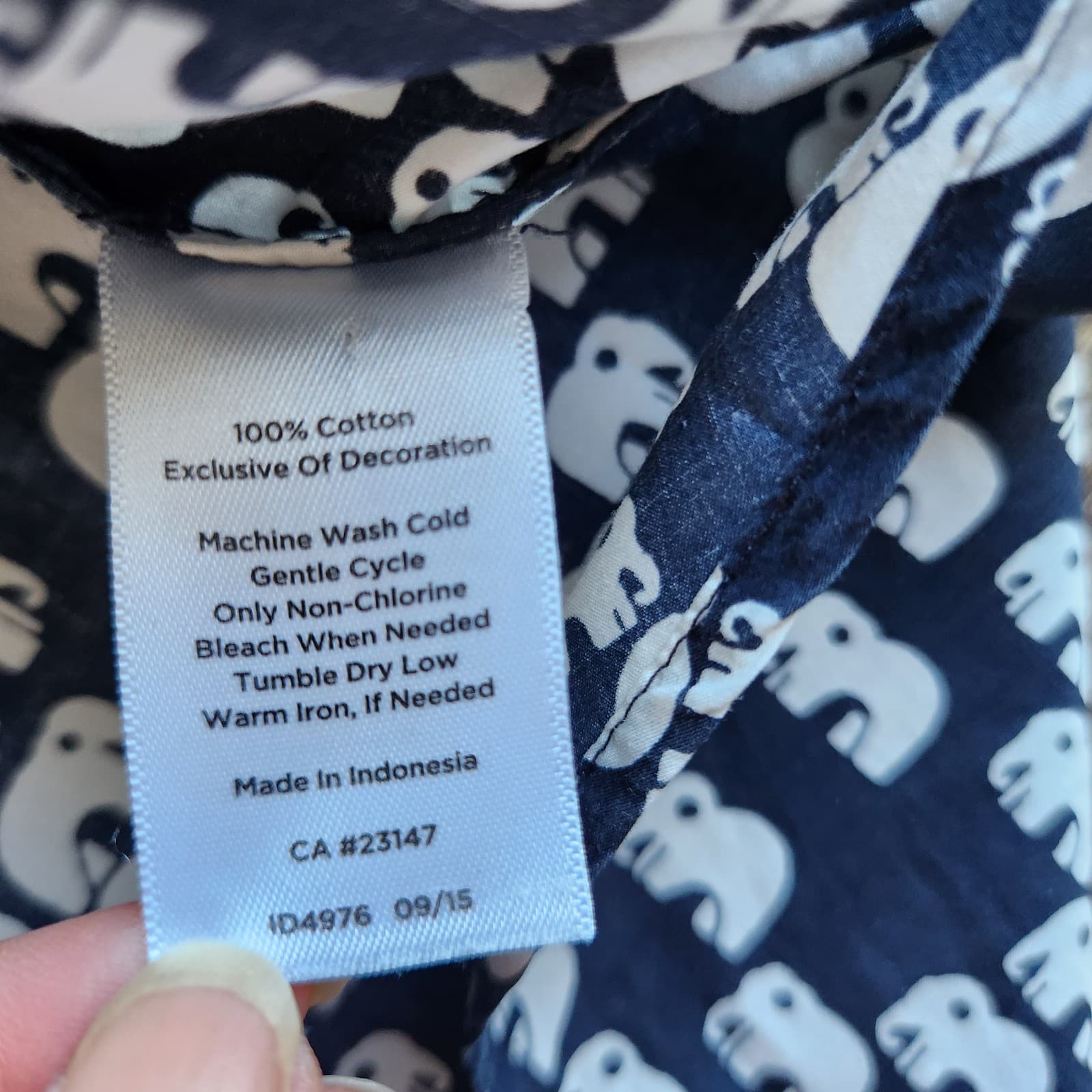 Talbots Elephant Printed Button-Up Tunic Shirt Long Sleeve Navy White Women's XL - Thumbnail 10