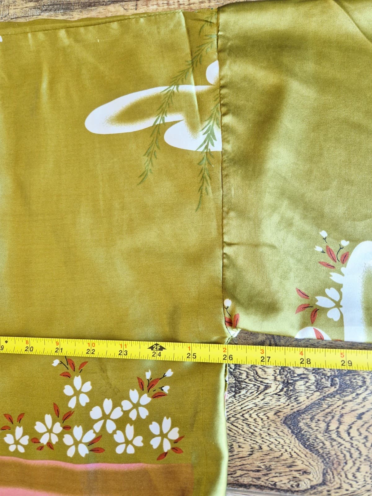 Vintage Oriental Village Japanese Geisha Satin Silk Long Kimono Rope Belt Green - Thumbnail 9