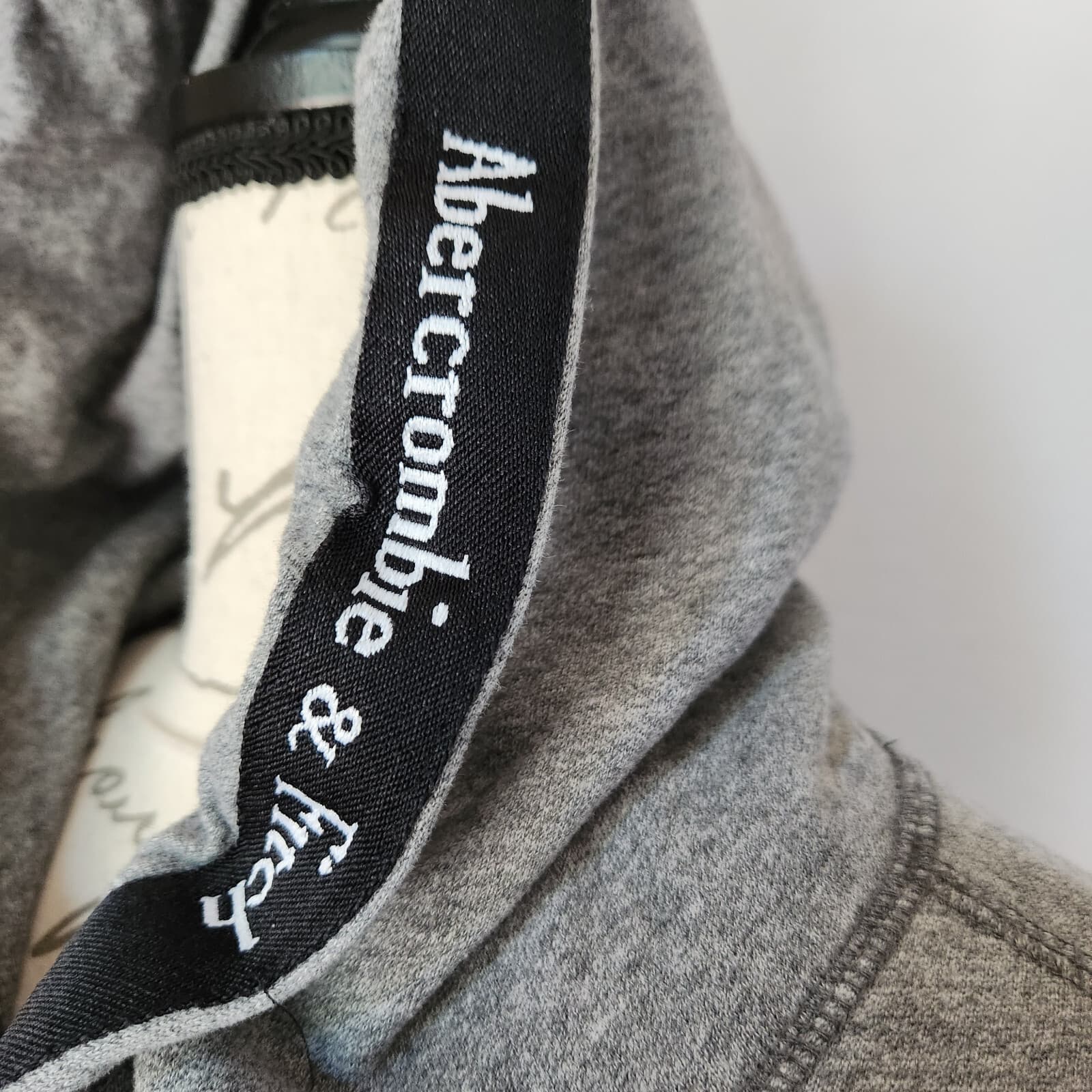 Abercrombie & Fitch Hooded Pullover Sweatshirt Pocket Long Sleeve Grey Unisex M - Thumbnail 3