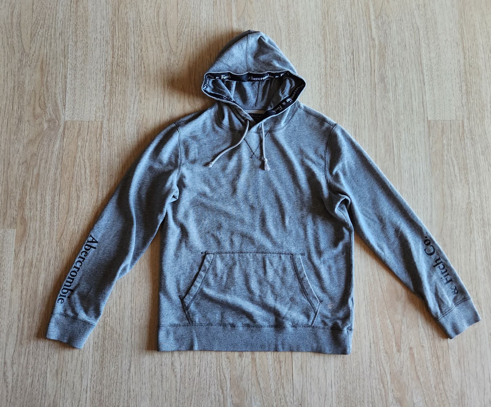 Abercrombie & Fitch Hooded Pullover Sweatshirt Pocket Long Sleeve Grey Unisex M - Thumbnail 4