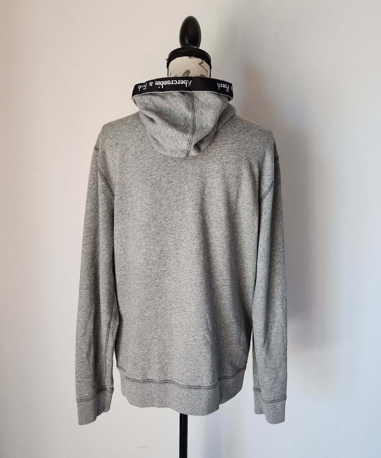 Abercrombie & Fitch Hooded Pullover Sweatshirt Pocket Long Sleeve Grey Unisex M - Thumbnail 5