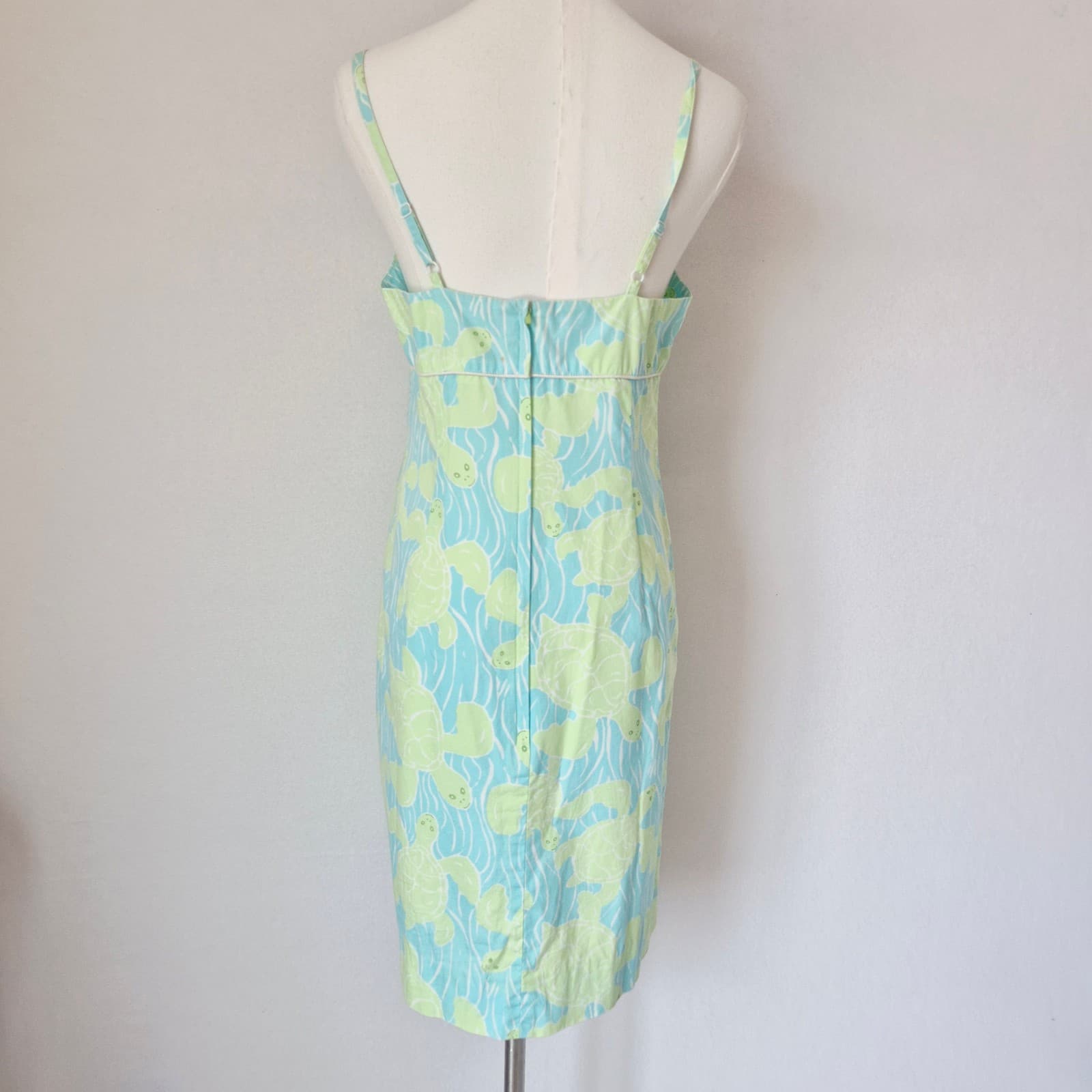 Vintage Lilly Pulitzer Turtle Printed Spaghetti Strap Mini Shift Sundress Sz.8 - Thumbnail 5
