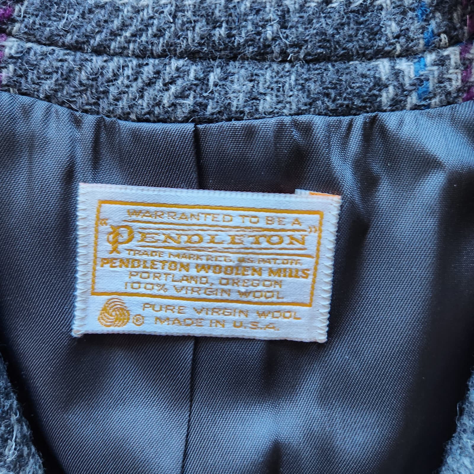 Vintage Pendleton 100% Virgin Wool Plaid Blazer 2-Button Lined Grey Women's 10 - Thumbnail 8