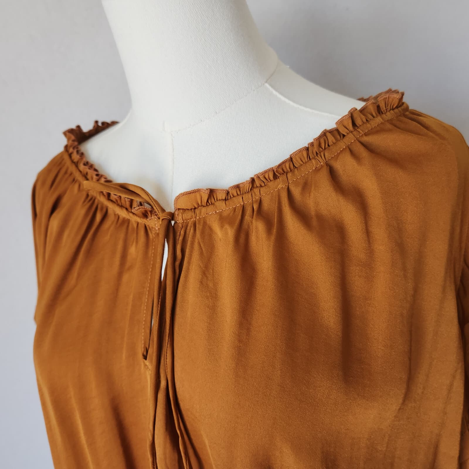 NWT Free People Intimately All Tucks Bodysuit Tassel Satin Autumn Pearl Sz.XS - Thumbnail 8
