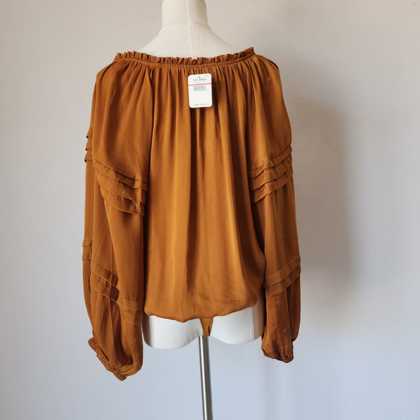 NWT Free People Intimately All Tucks Bodysuit Tassel Satin Autumn Pearl Sz.XS - Thumbnail 10