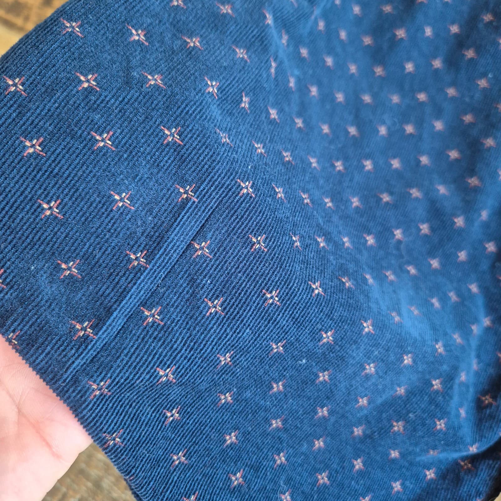 Marine Layer Corduroy Star-Printed Button-Up Shirt Long Sleeve Blue Cotton Men S - Thumbnail 3