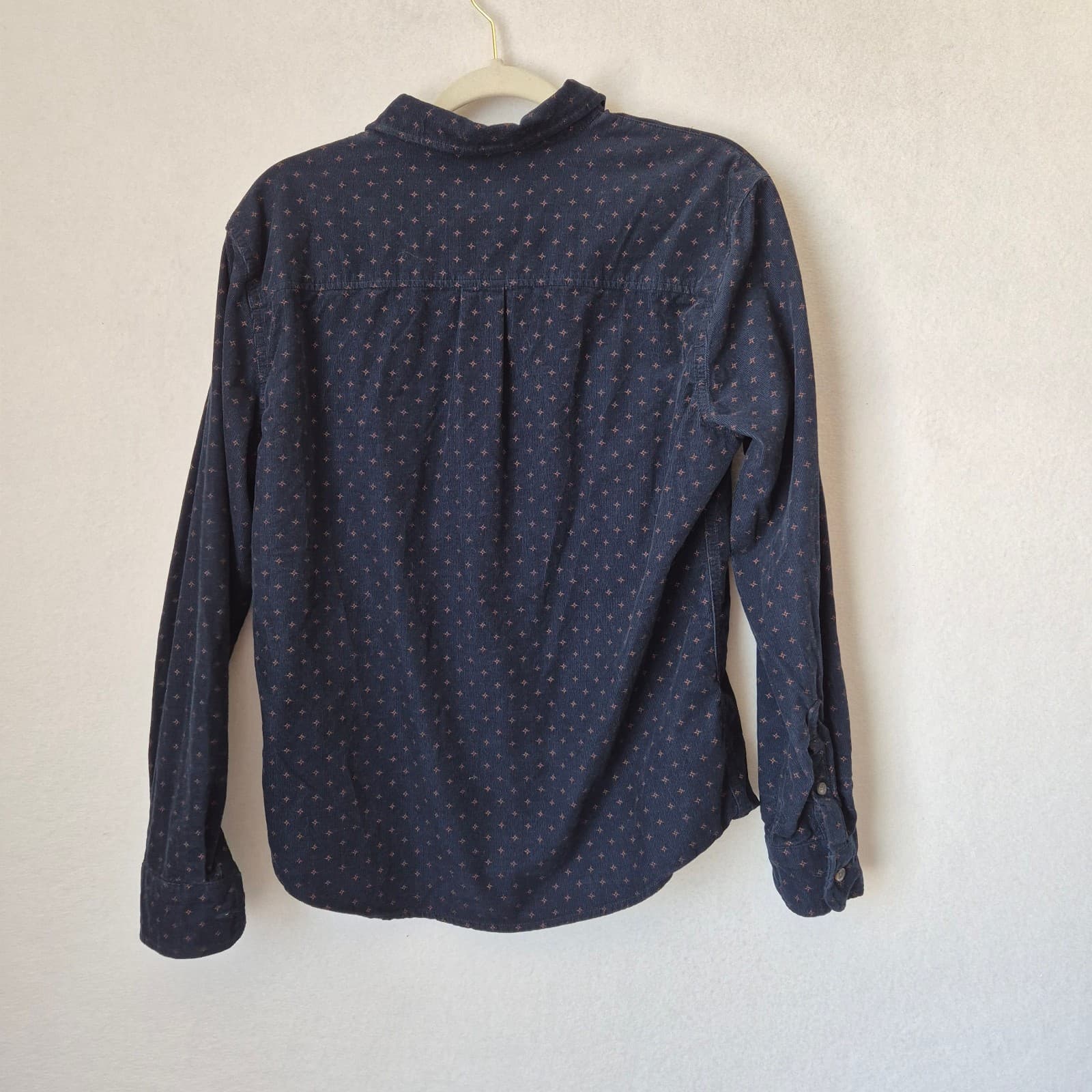 Marine Layer Corduroy Star-Printed Button-Up Shirt Long Sleeve Blue Cotton Men S - Thumbnail 4