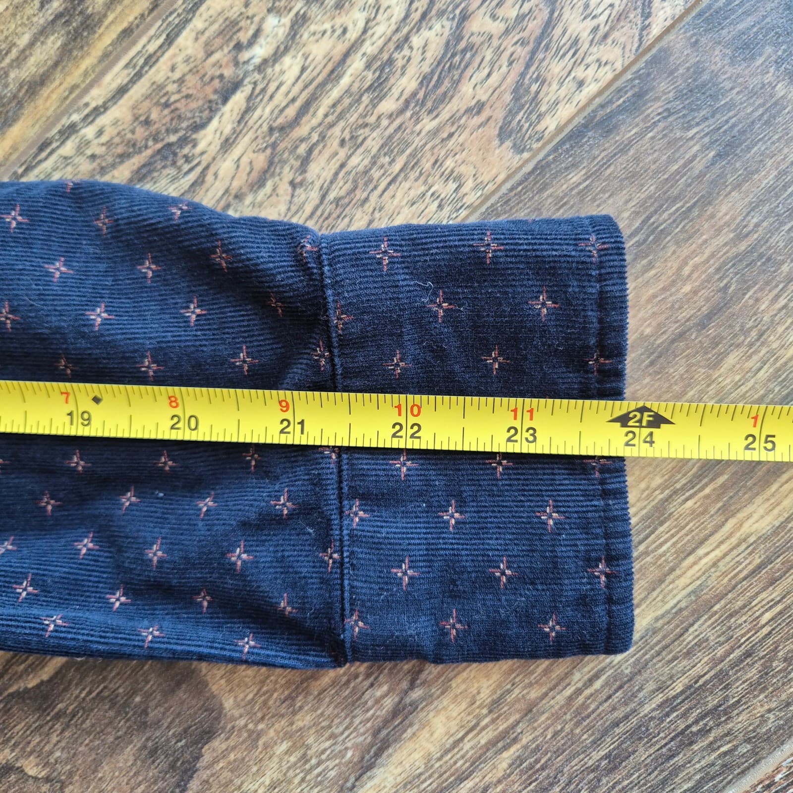 Marine Layer Corduroy Star-Printed Button-Up Shirt Long Sleeve Blue Cotton Men S - Thumbnail 7