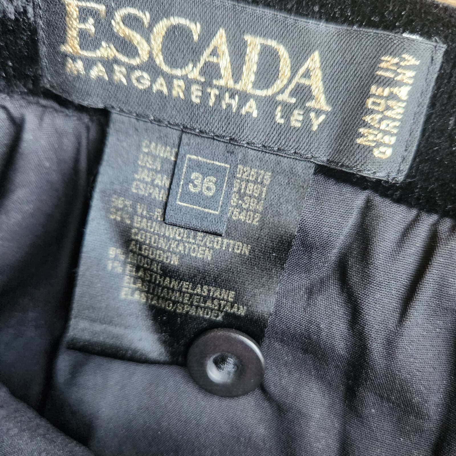 Vintage Escada Margaretha Ley Fleece Mini Pencil Skirt Lined Stretch Black Sz.36 - Thumbnail 4