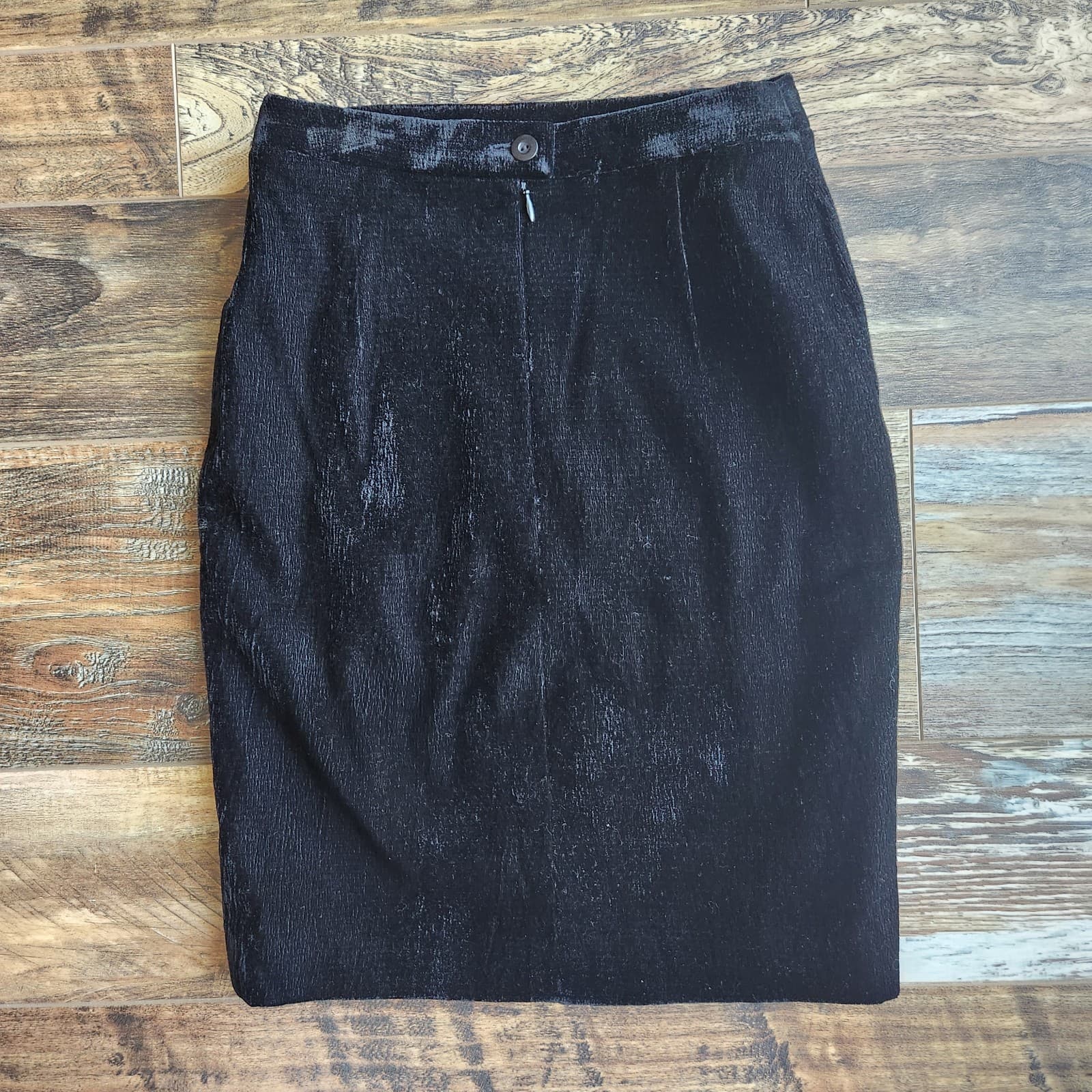 Vintage Escada Margaretha Ley Fleece Mini Pencil Skirt Lined Stretch Black Sz.36 - Thumbnail 7