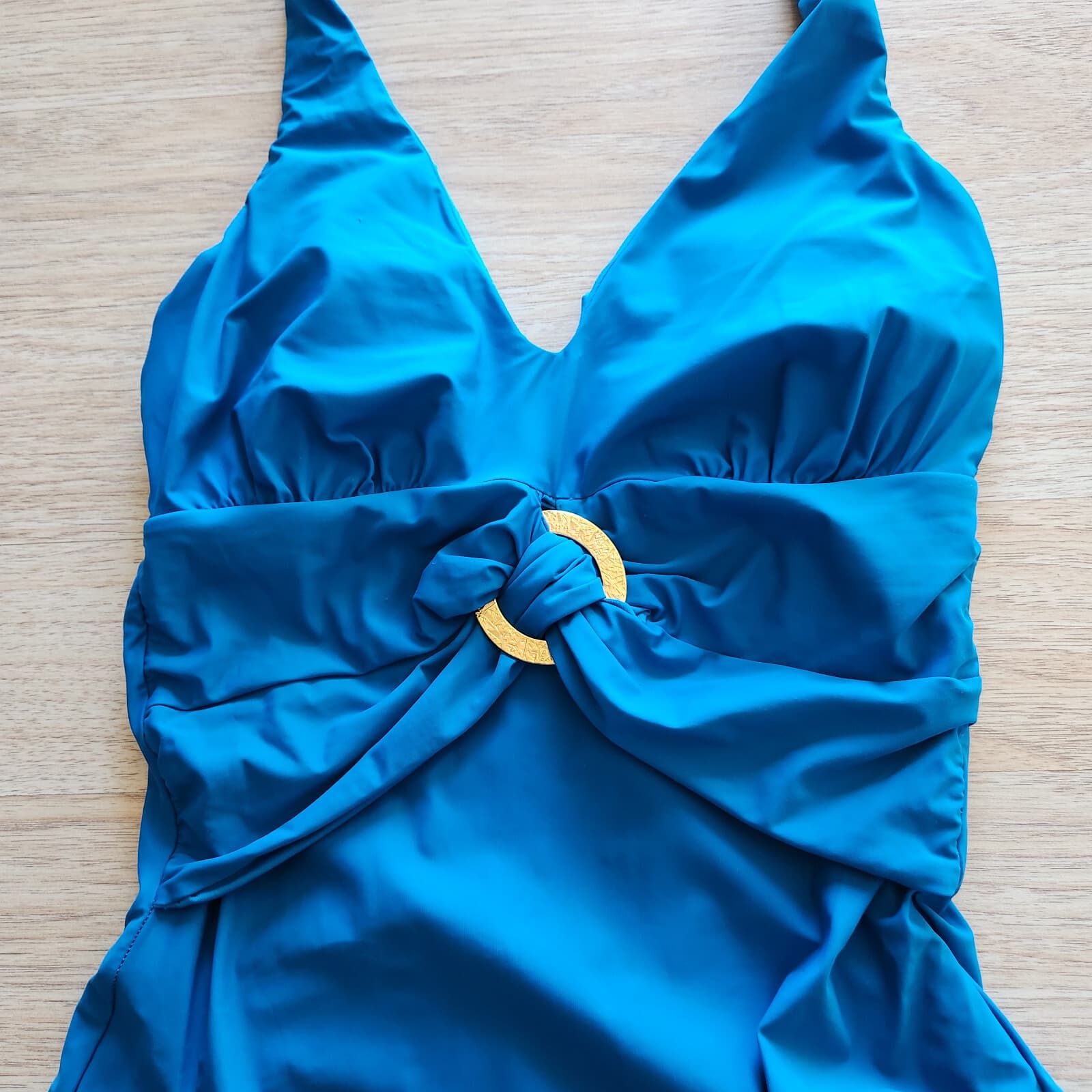 SPANX 2370 Belted Beauty Halter One-Piece Swimsuit Shaping Slimming Blue Sz.10 - Thumbnail 3