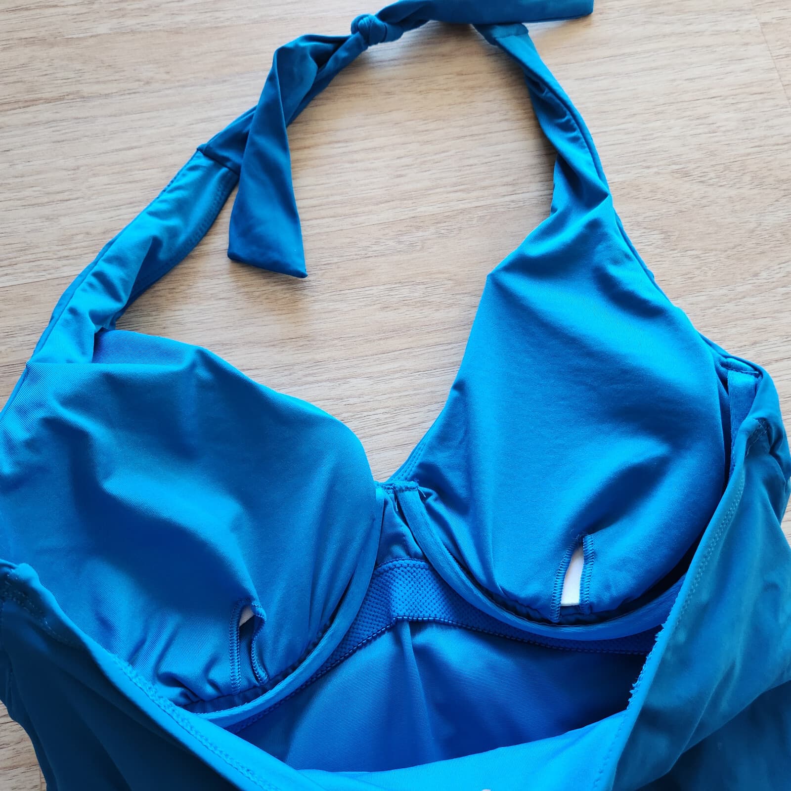 SPANX 2370 Belted Beauty Halter One-Piece Swimsuit Shaping Slimming Blue Sz.10 - Thumbnail 9