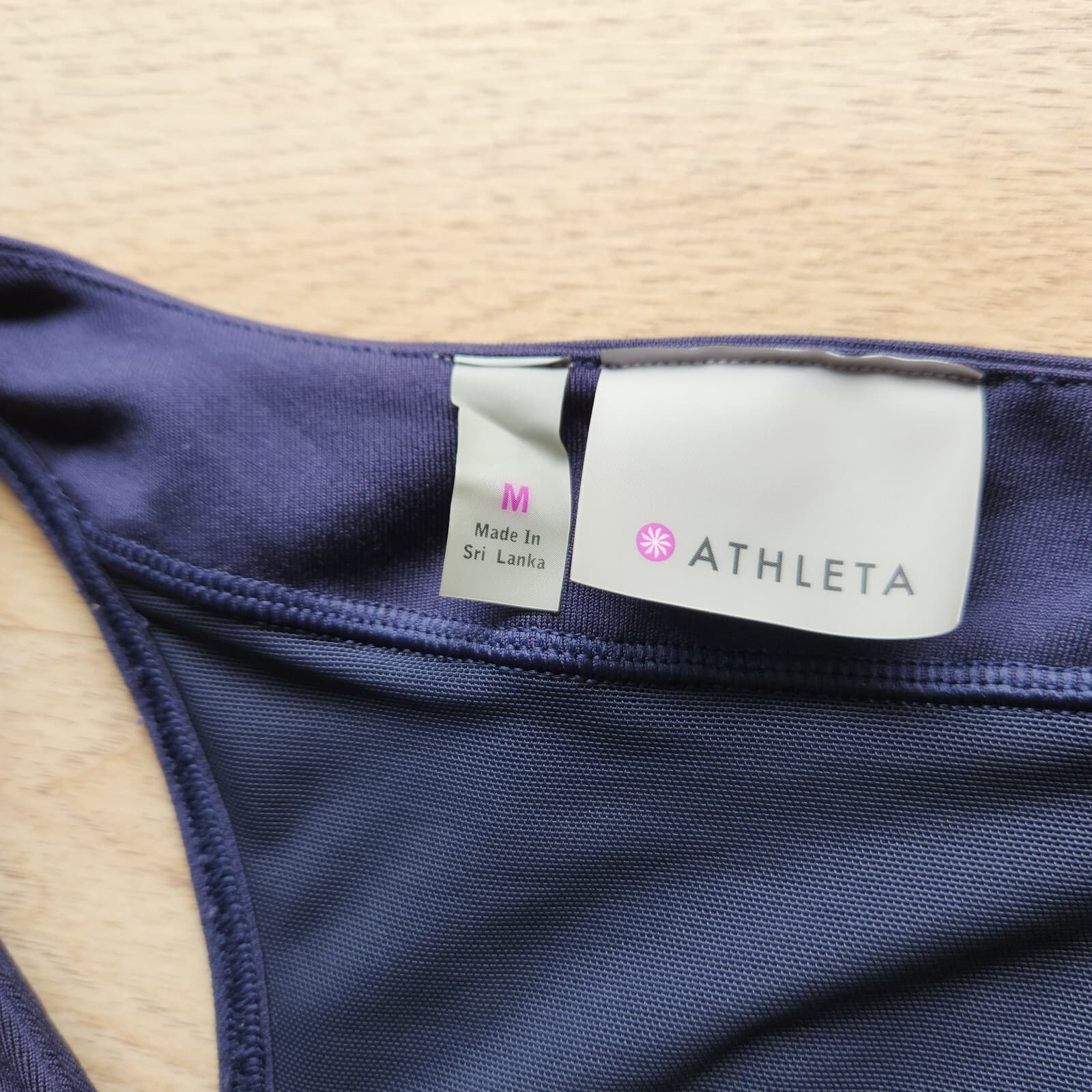 Athleta Hyper Stripe PR2 Activewear Tank Top Racerback Pocket Blue White Women M - Thumbnail 8