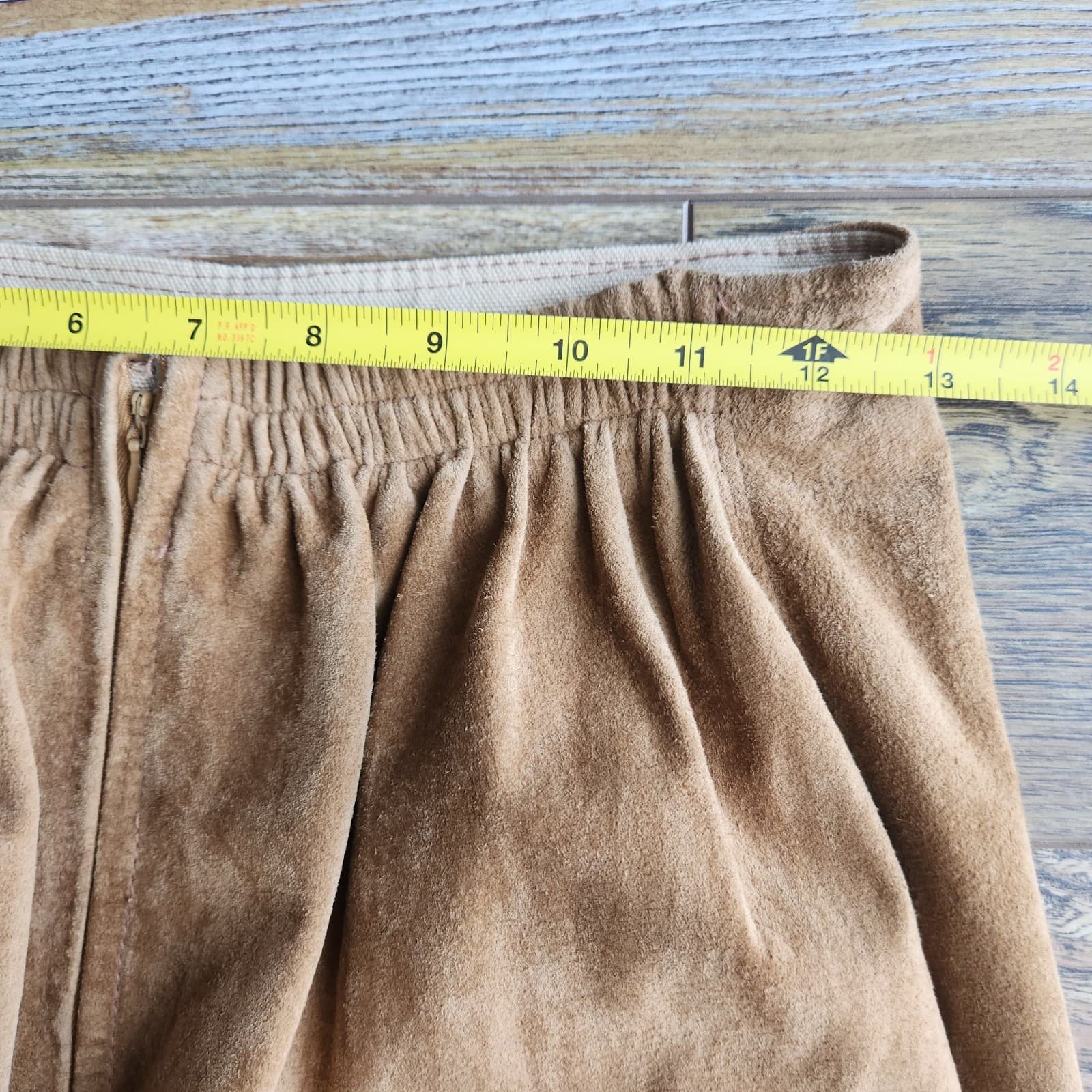 Vintage Double D Ranch Brown Suede Maxi Skirt Elastic-Waist Back-Slit Sz.S - Thumbnail 9
