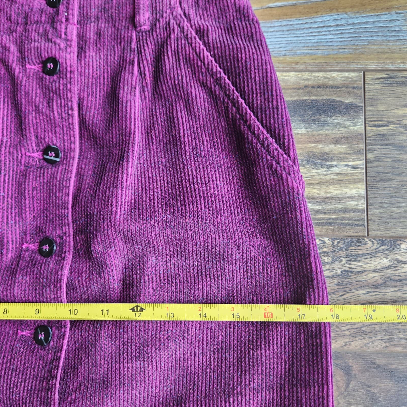 Vintage Liz Sport Corduroy High Waist Front Button Midi Pencil Skirt Purple Sz.4 - Thumbnail 8