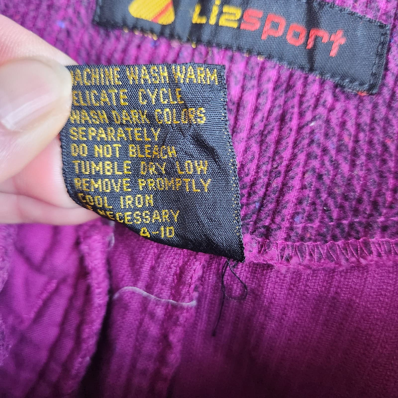 Vintage Liz Sport Corduroy High Waist Front Button Midi Pencil Skirt Purple Sz.4 - Thumbnail 6