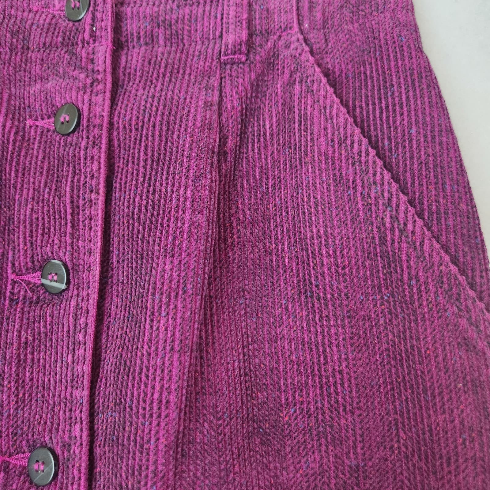 Vintage Liz Sport Corduroy High Waist Front Button Midi Pencil Skirt Purple Sz.4 - Thumbnail 3