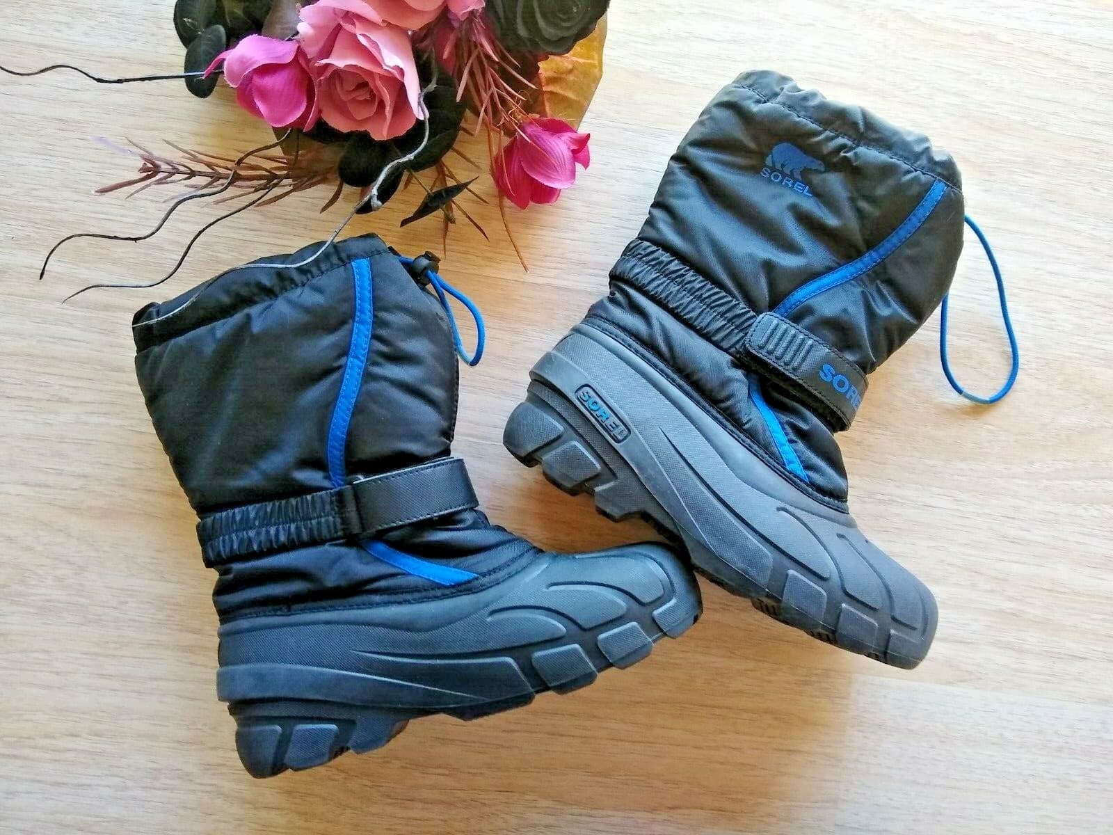 Sorel NWoB Kid's Winter Boots Warm Lining Waterproof Black/Blue Sz.US4 EUR36 - Thumbnail 2