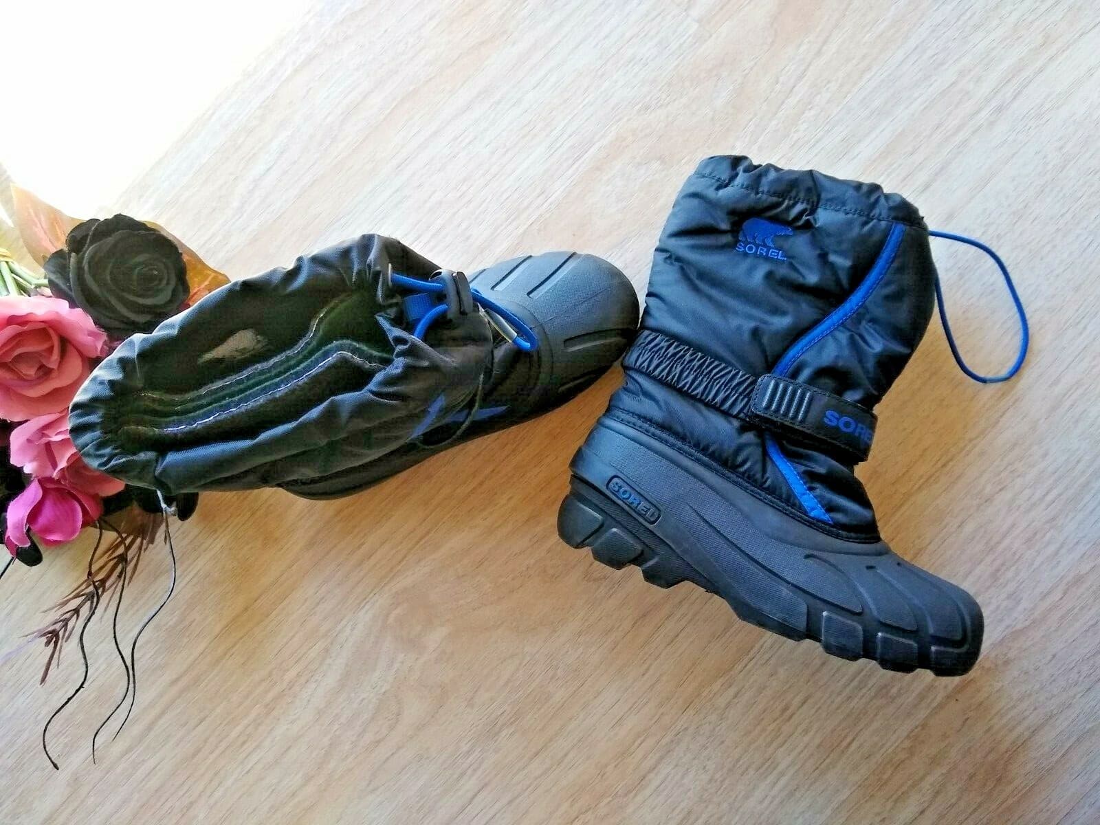 Sorel NWoB Kid's Winter Boots Warm Lining Waterproof Black/Blue Sz.US4 EUR36 - Thumbnail 3