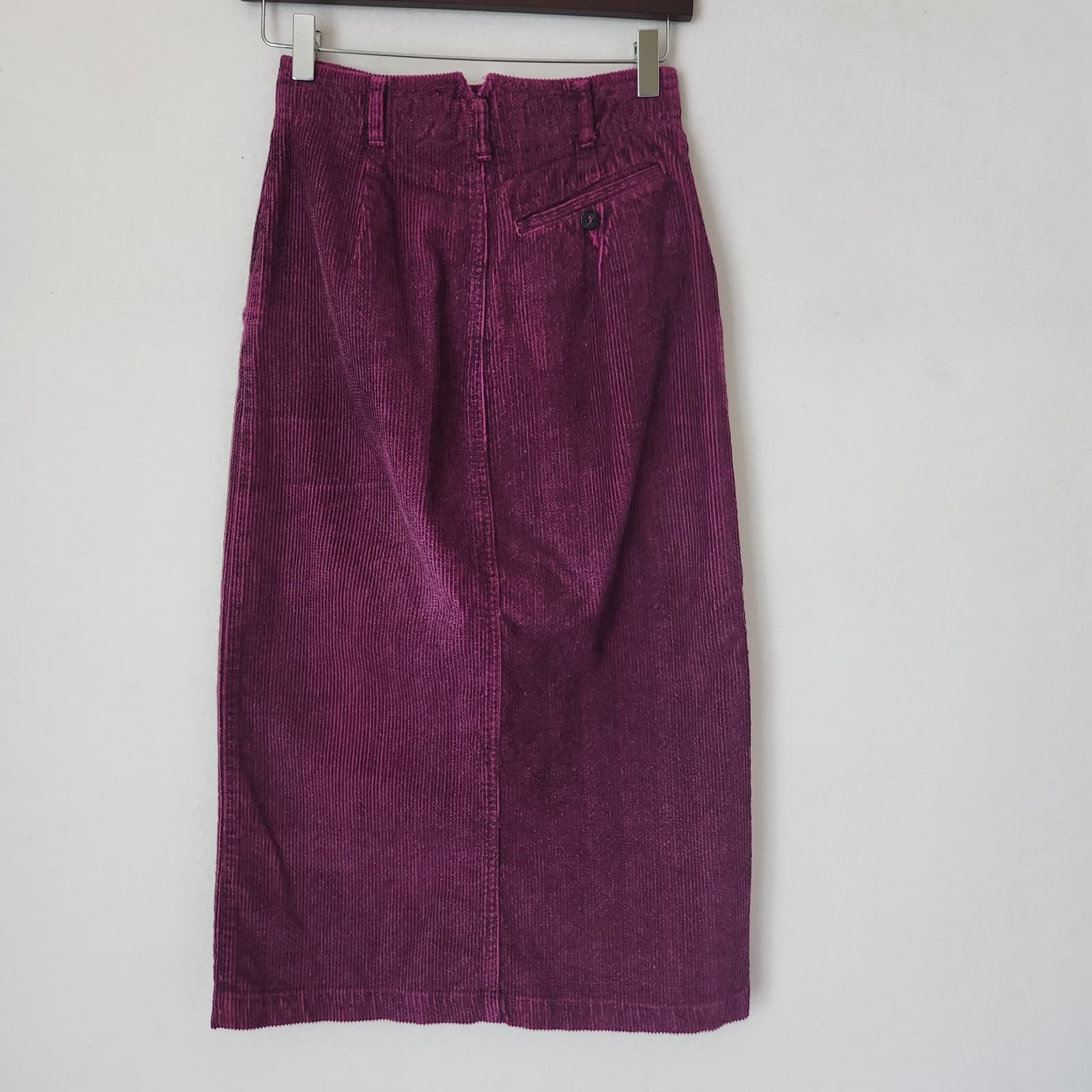 Vintage Liz Sport Corduroy High Waist Front Button Midi Pencil Skirt Purple Sz.4 - Thumbnail 4