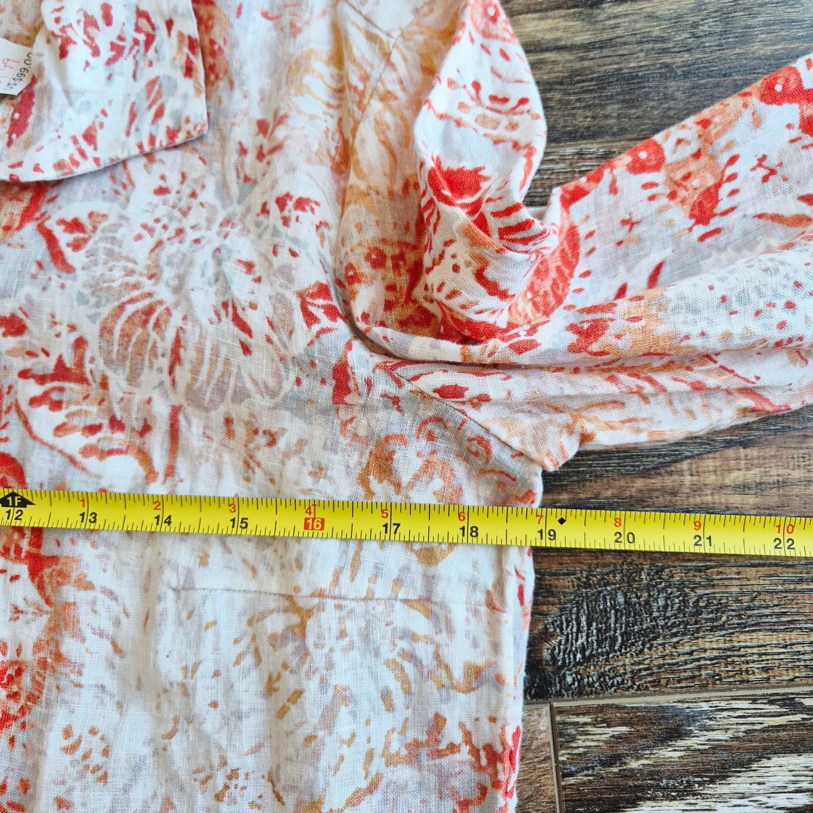 NWT Chico's Linen Tunic Popover Medallion Print Top Button 3/4 Sleeve Sz.0 (4/6) - Thumbnail 9