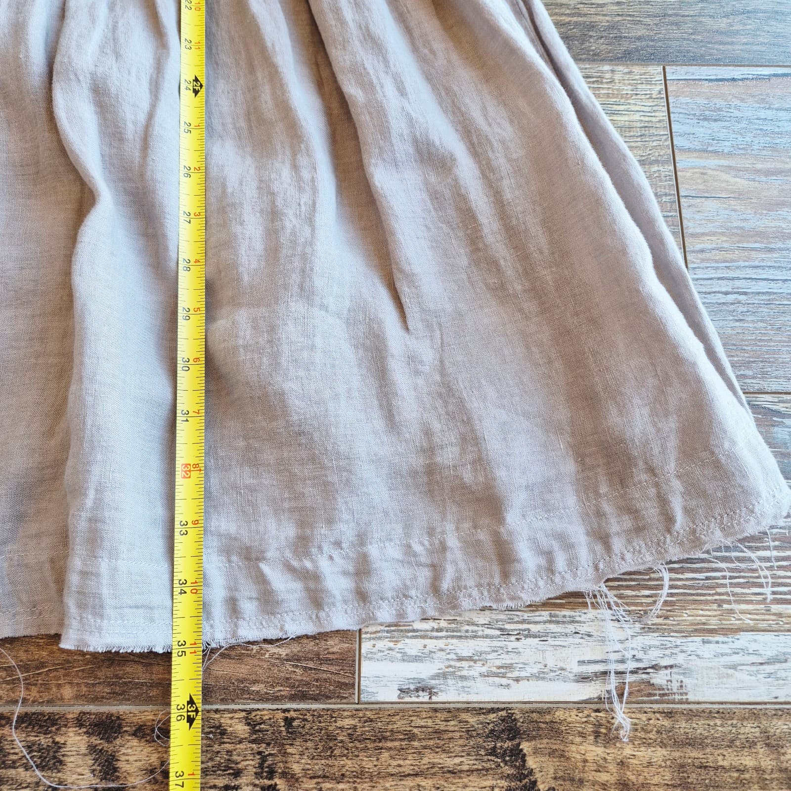 By Anthropologie 100% Linen Sleeveless Pleated Mini Dress Light Brown Women's S - Thumbnail 16