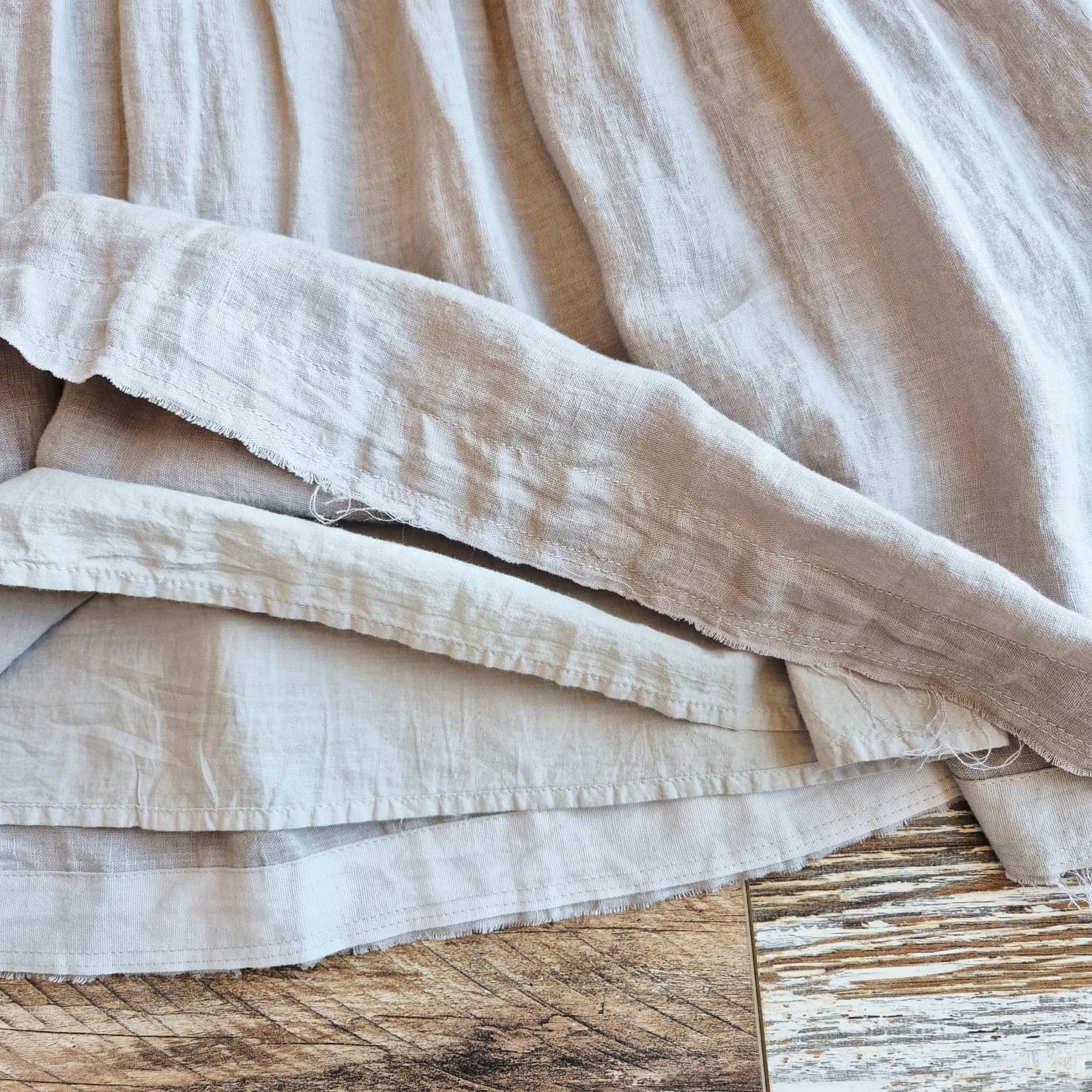 By Anthropologie 100% Linen Sleeveless Pleated Mini Dress Light Brown Women's S - Thumbnail 11