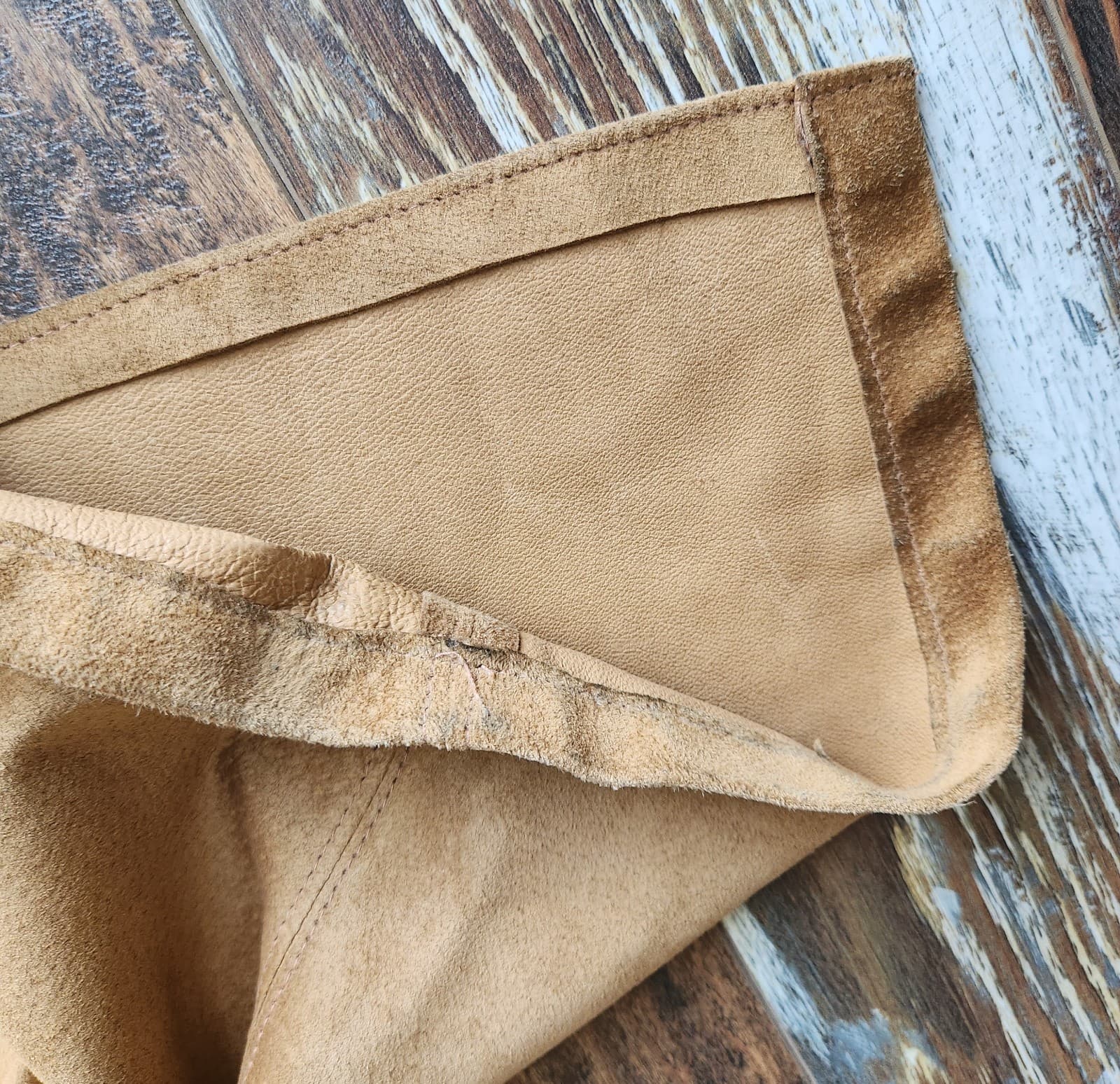 Vintage Double D Ranch Brown Suede Maxi Skirt Elastic-Waist Back-Slit Sz.S - Thumbnail 14