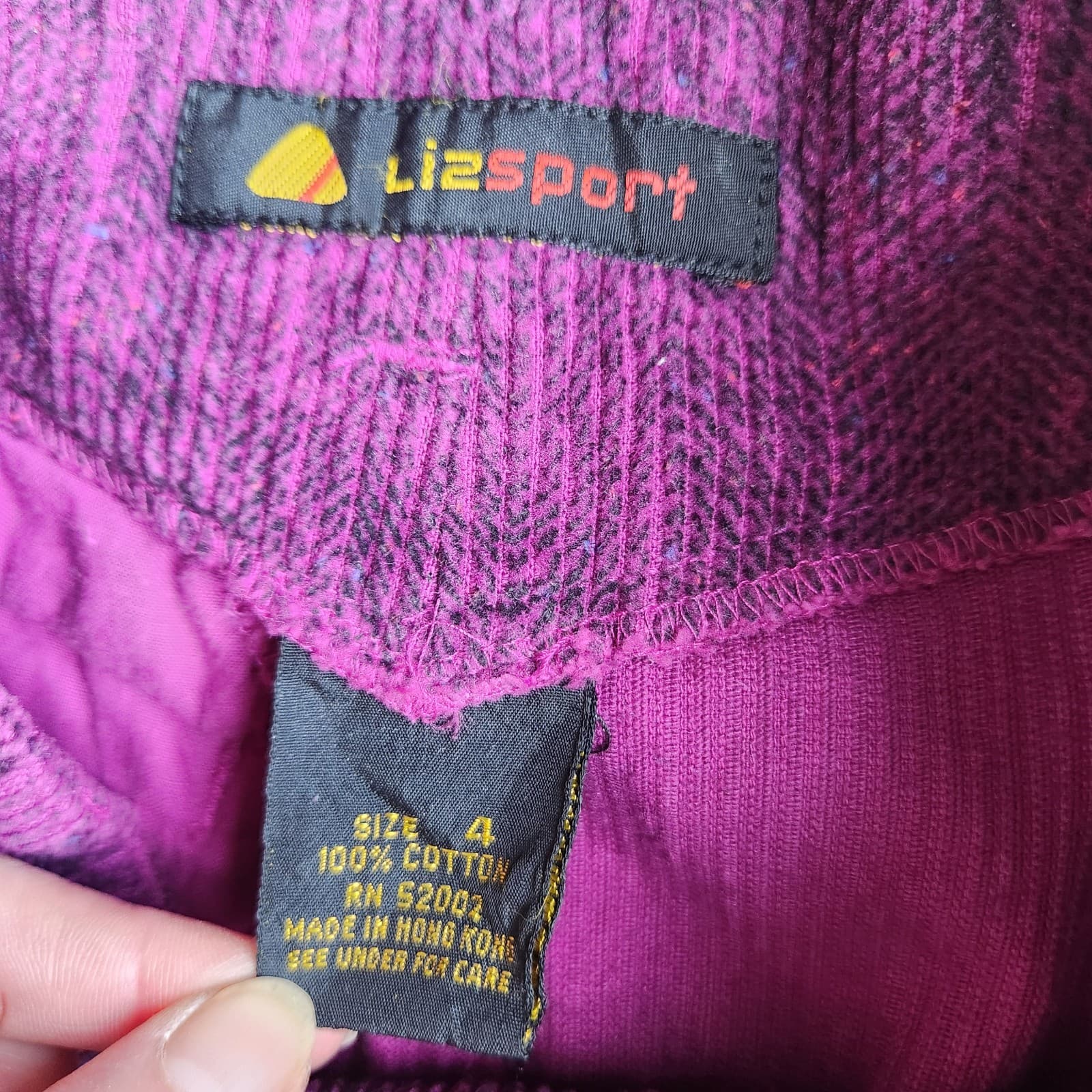 Vintage Liz Sport Corduroy High Waist Front Button Midi Pencil Skirt Purple Sz.4 - Thumbnail 5
